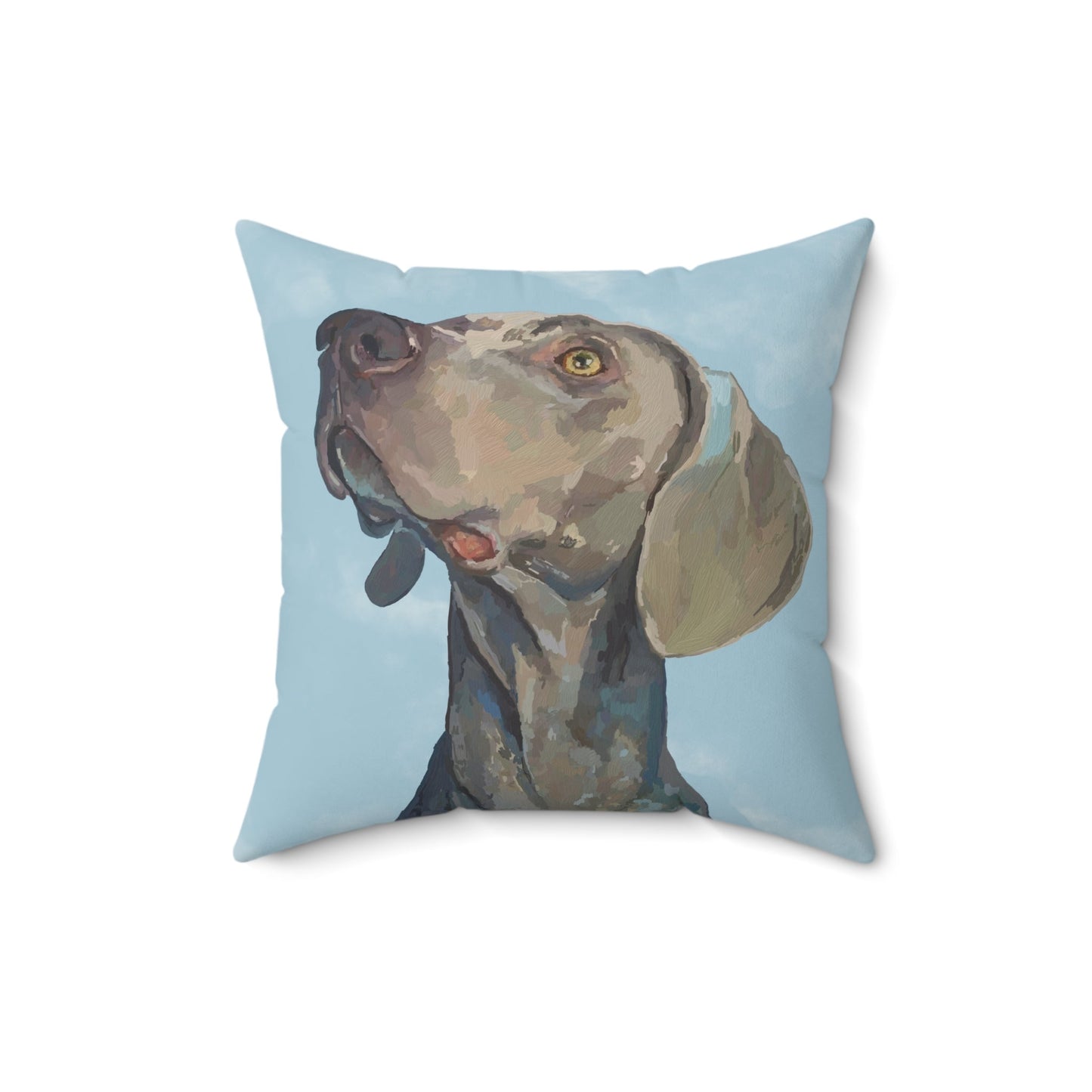 Weimaraner “Blue” Spun Polyester Square Pillow - Blue Cava