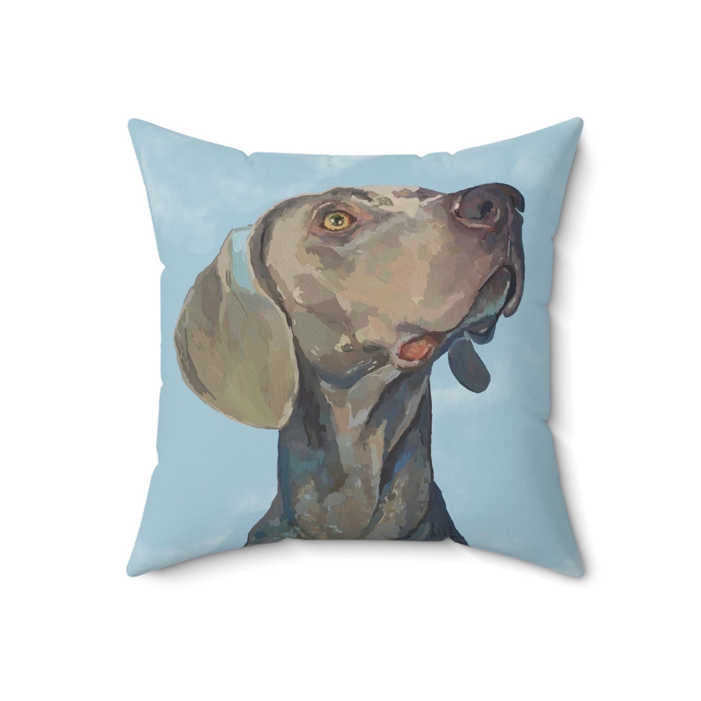 Weimaraner “Blue” Spun Polyester Square Pillow - Blue Cava