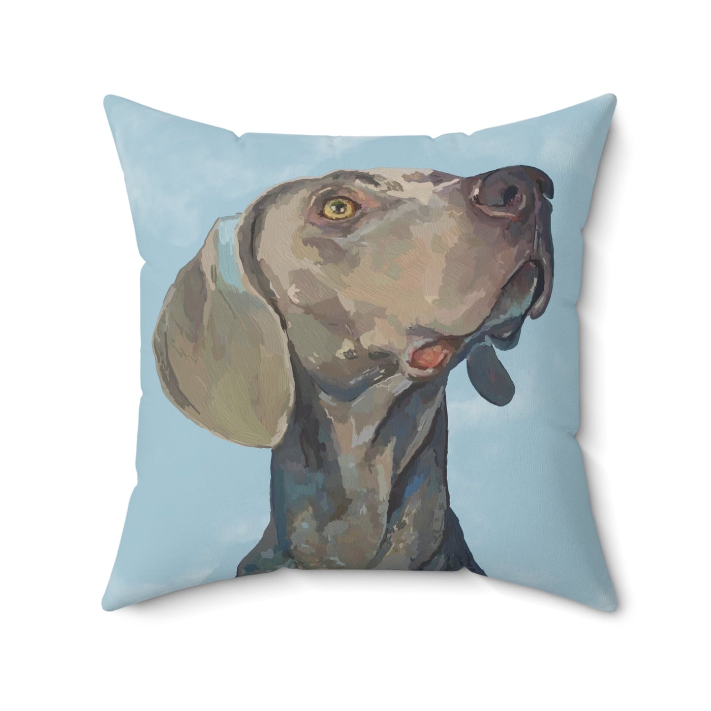 Weimaraner “Blue” Spun Polyester Square Pillow - Blue Cava