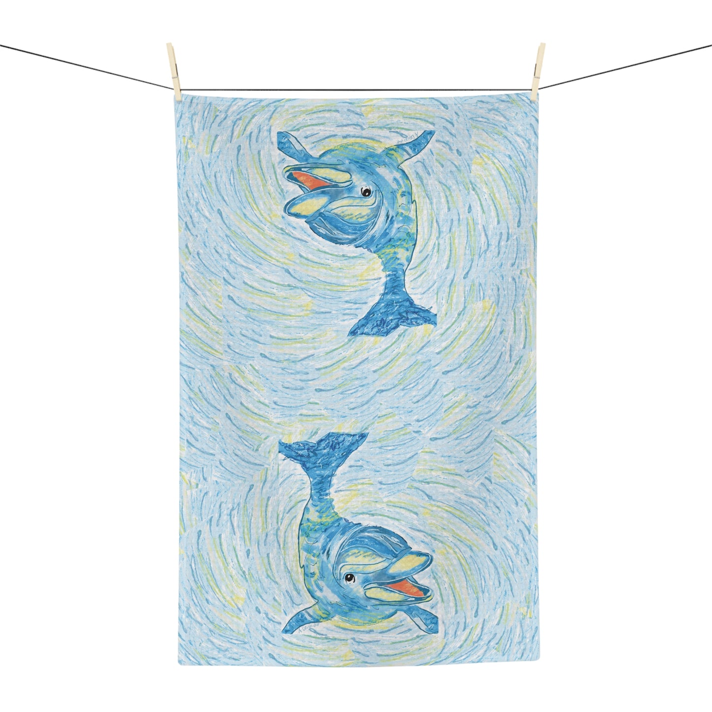 16" x 25" Dauphin Microfiber waffle towel back - Blue Cava. 80% Polyester, 20% Polyamide. Machine wash, dry on low.