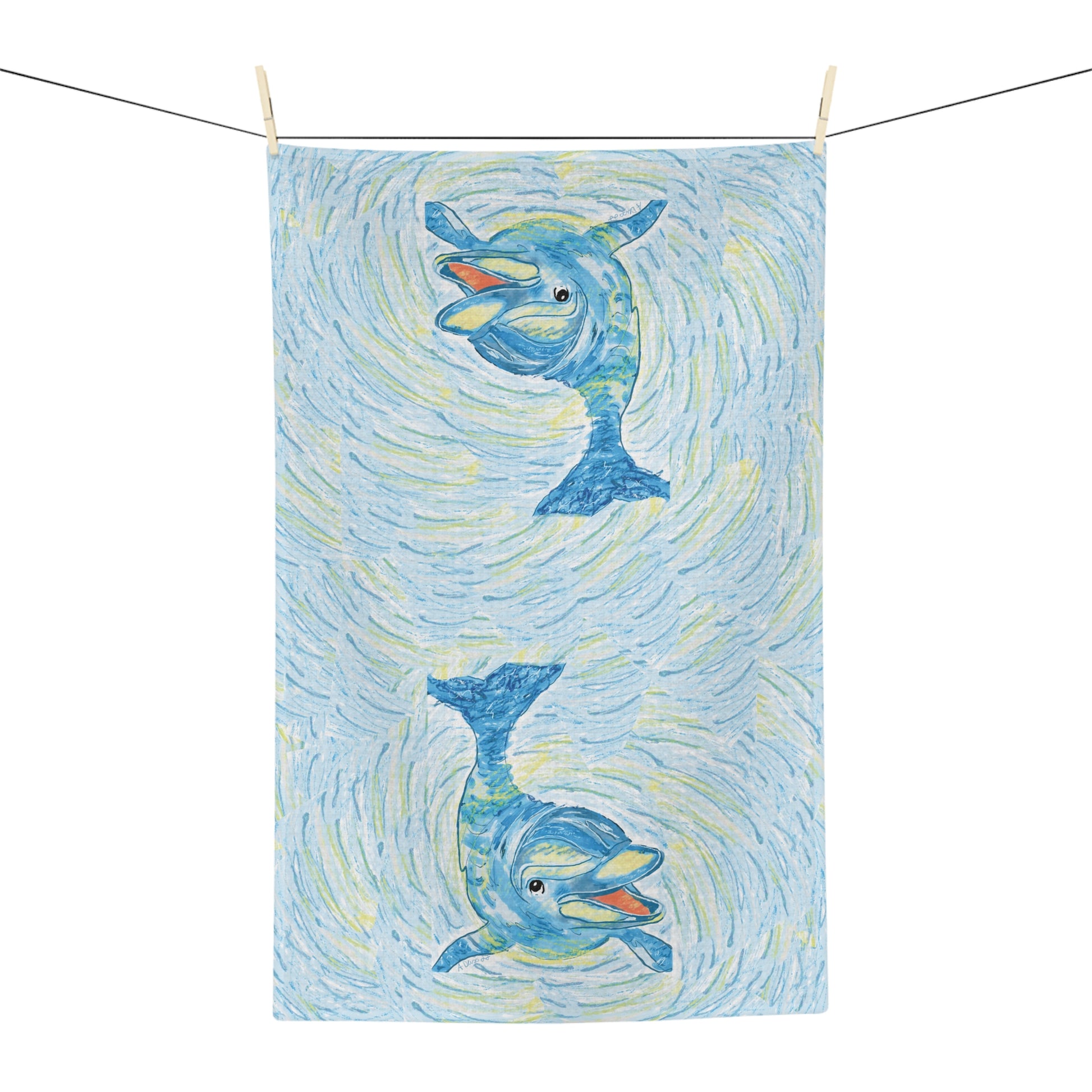 16" x 25" Dauphin Microfiber waffle towel back - Blue Cava. 80% Polyester, 20% Polyamide. Machine wash, dry on low.