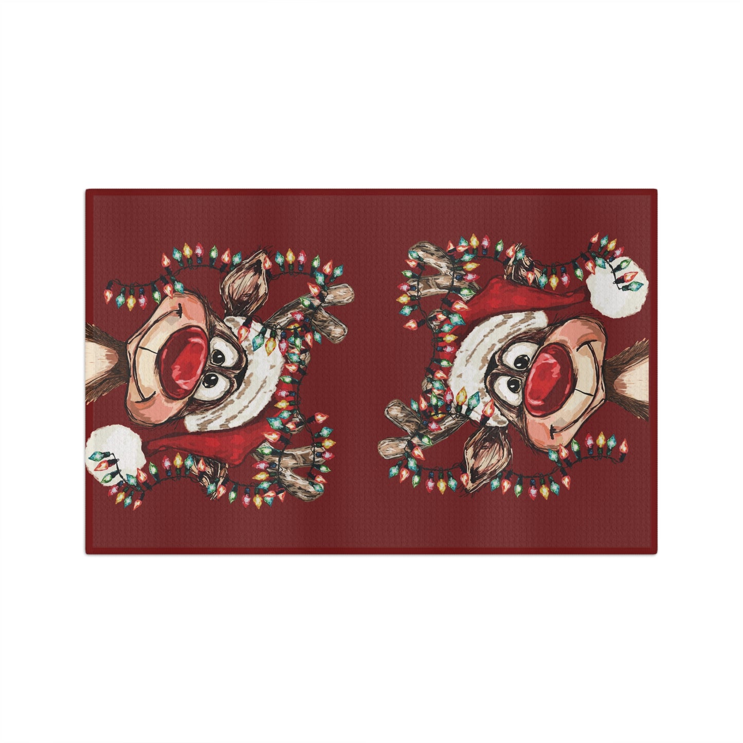 Cheerful Christmas Reindeer Microfiber Waffle Kitchen Towel