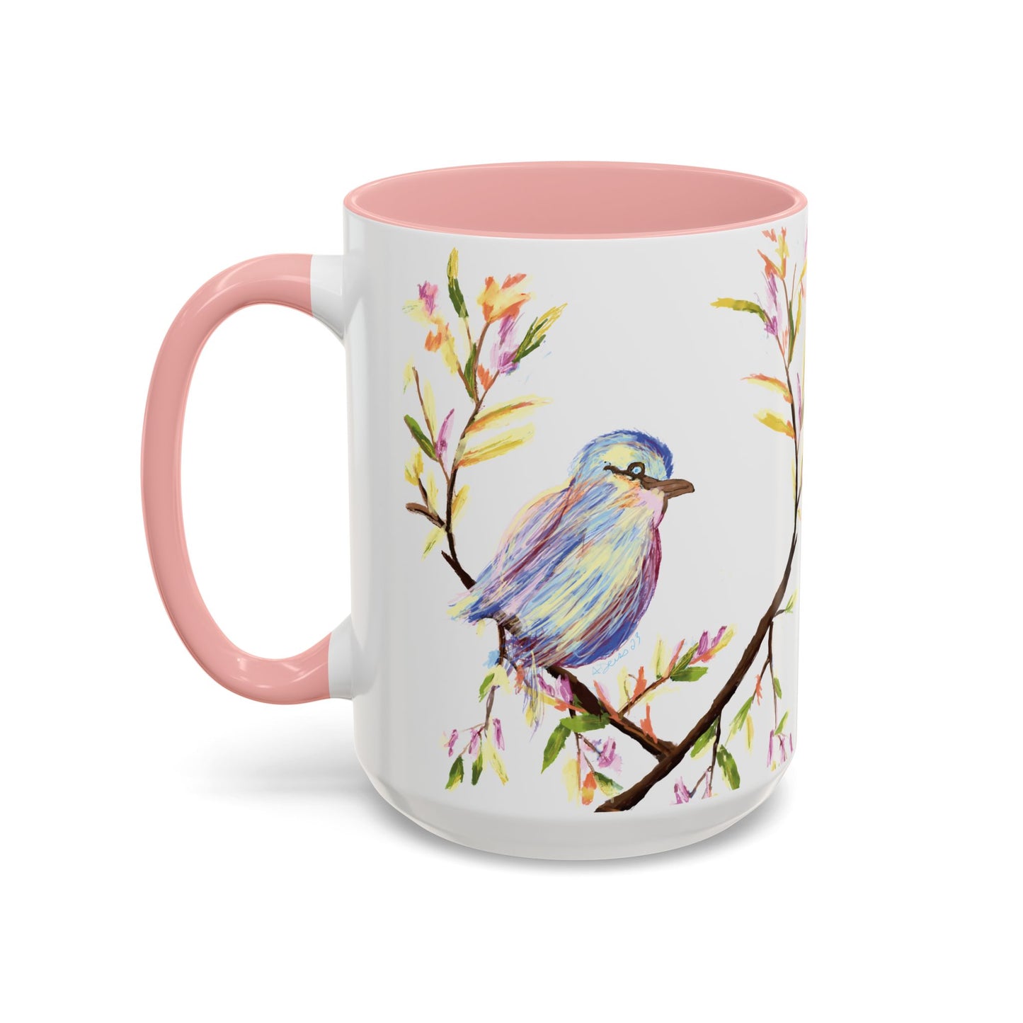 Watercolor Bird Two Tone Coffee Mug (11oz & 15oz)