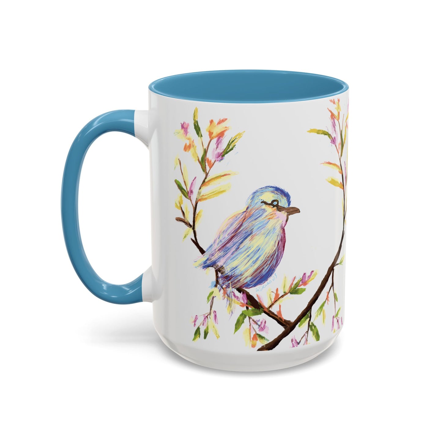 Watercolor Bird Two Tone Coffee Mug (11oz & 15oz)