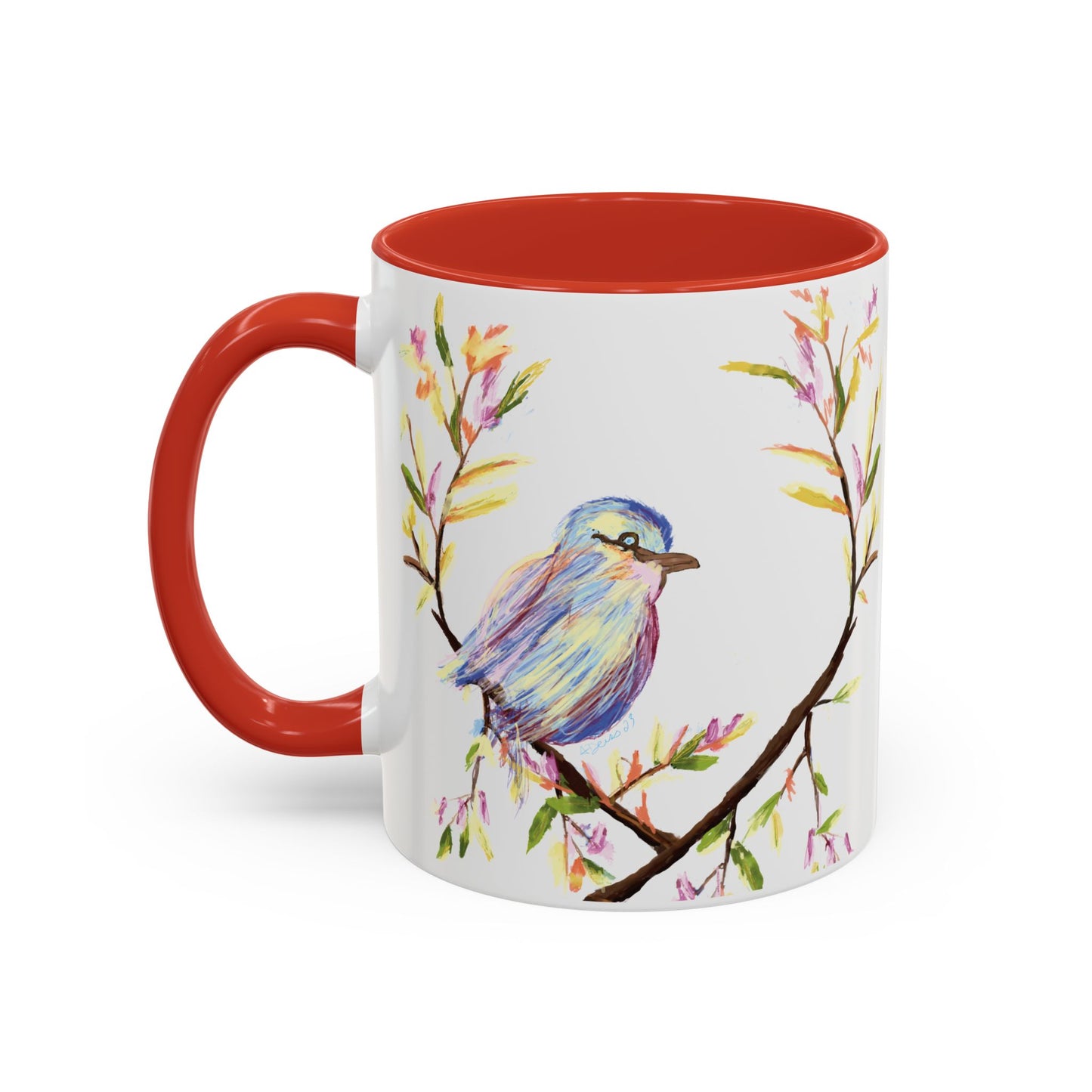 Watercolor Bird Two Tone Coffee Mug (11oz & 15oz)