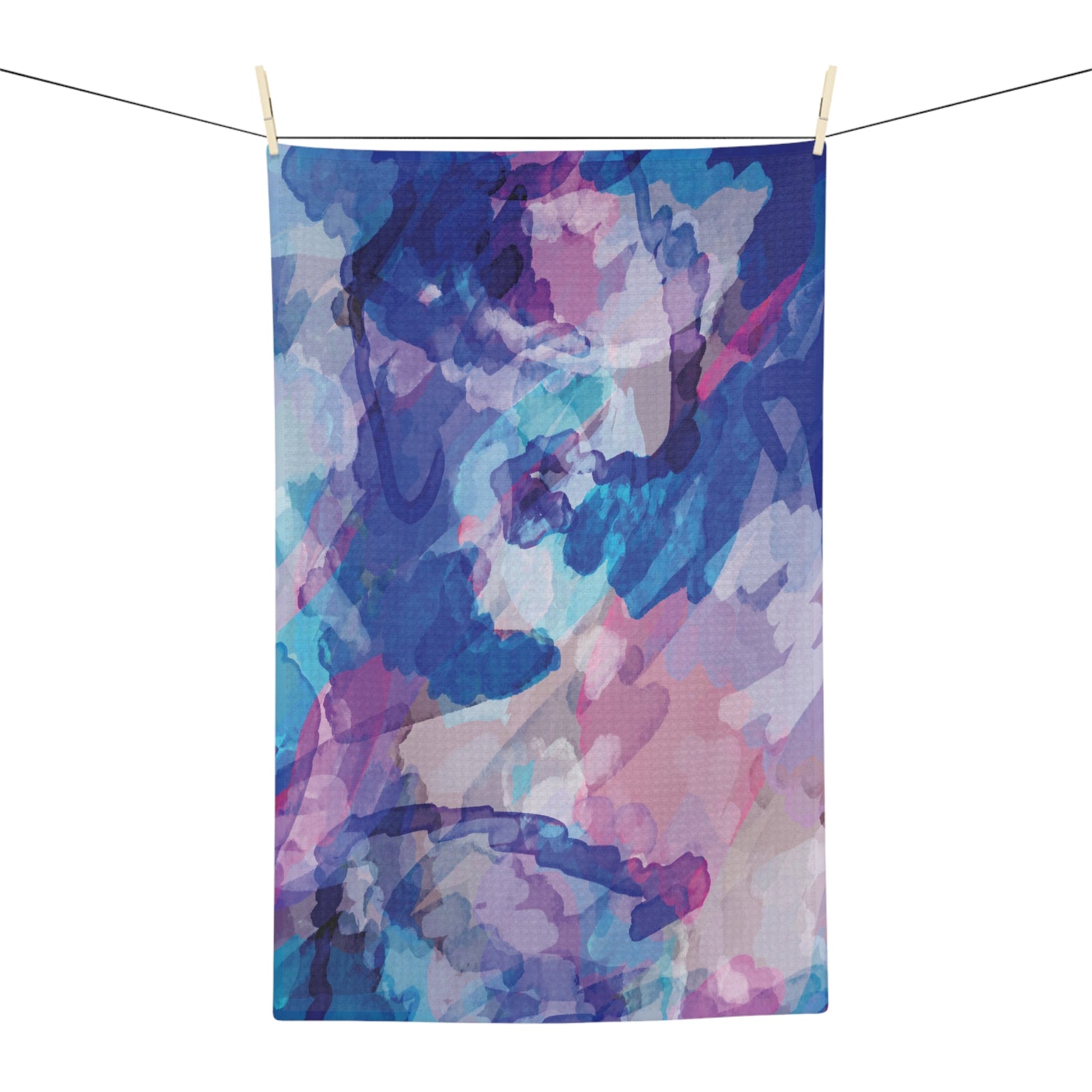 Abstract Watercolor Microfiber Waffle Towel - Blue Cava