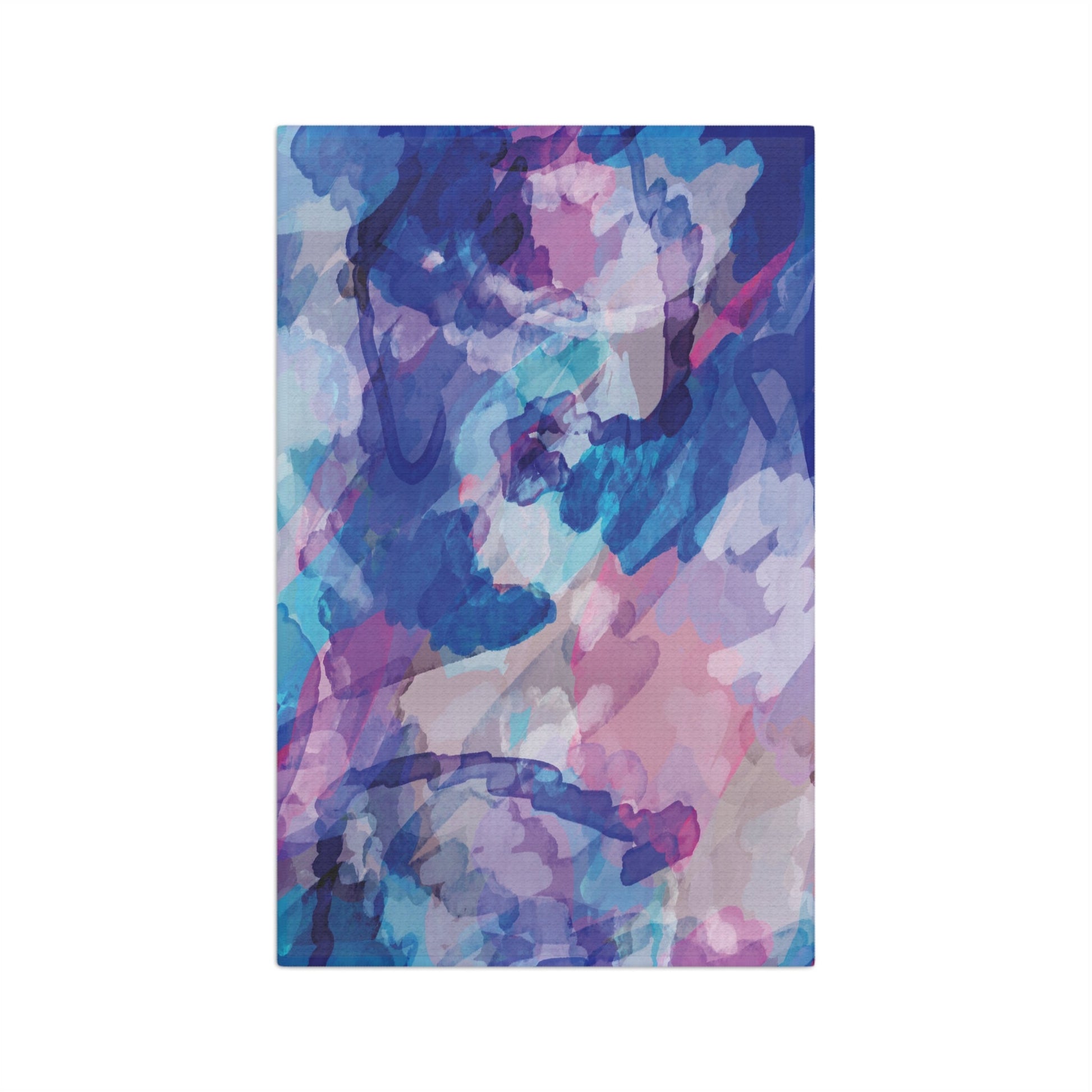 Abstract Watercolor Microfiber Waffle Towel - Blue Cava