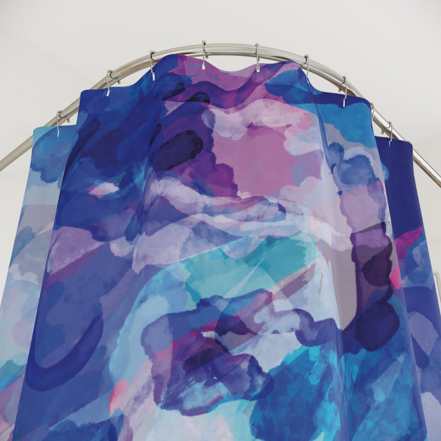 Abstract Watercolor Shower Curtain - Colorful Oasis for Bathrooms - Blue Cava