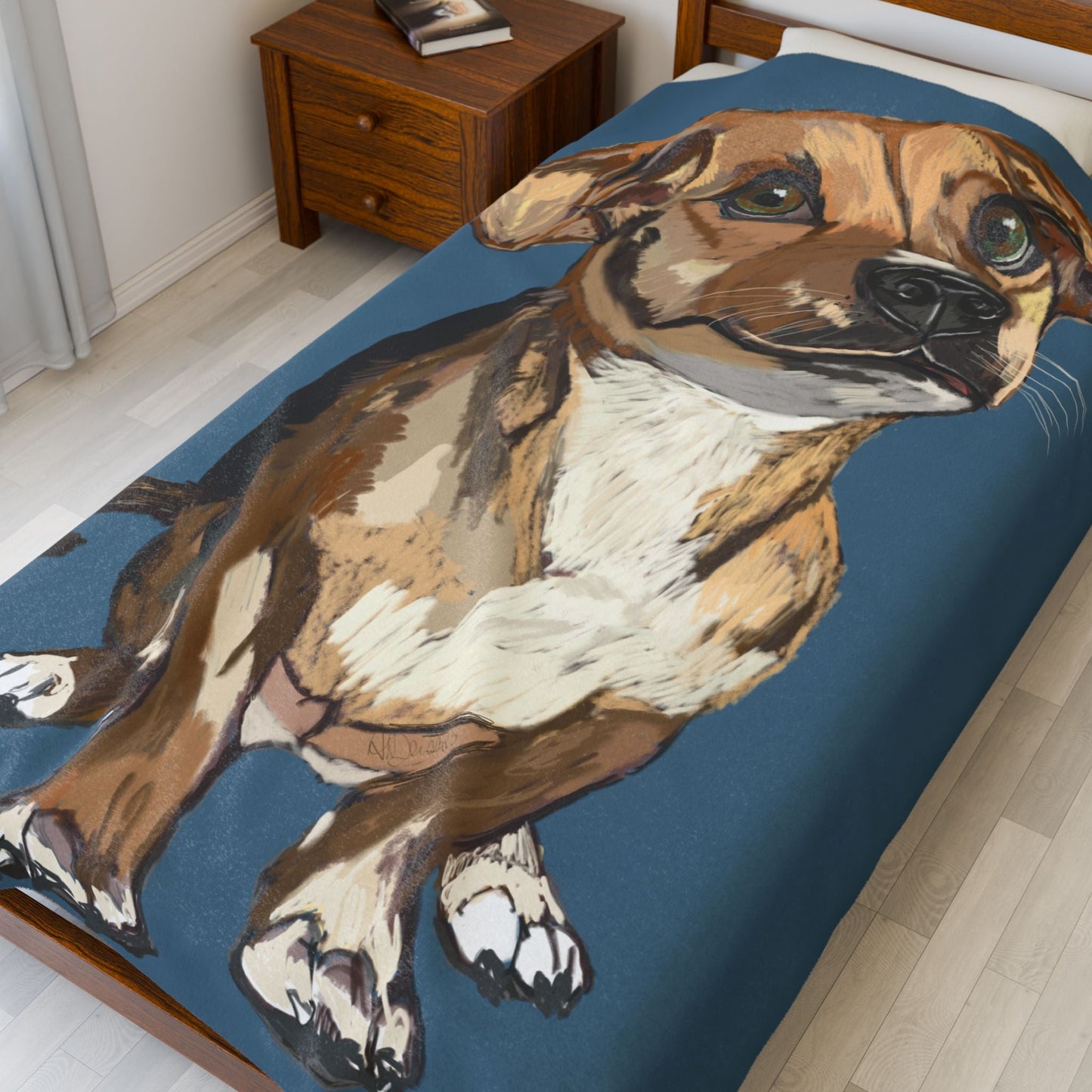 Adorable Dog - Inspired Velveteen Plush Blanket - Perfect for Pet Lovers - Blue Cava