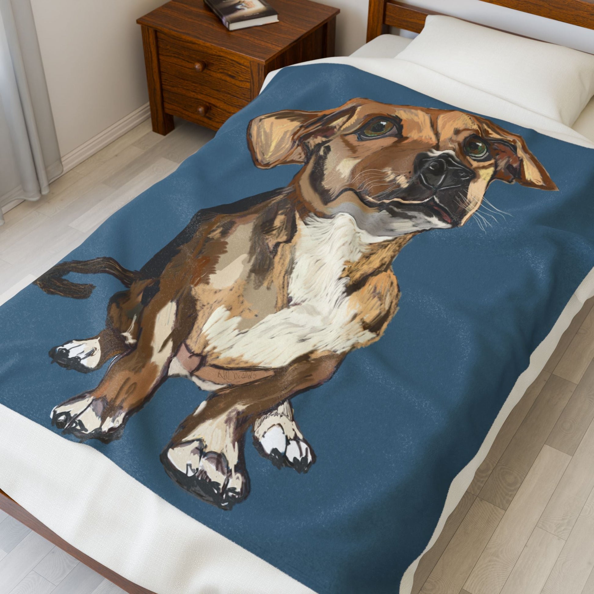 Adorable Dog - Inspired Velveteen Plush Blanket - Perfect for Pet Lovers - Blue Cava
