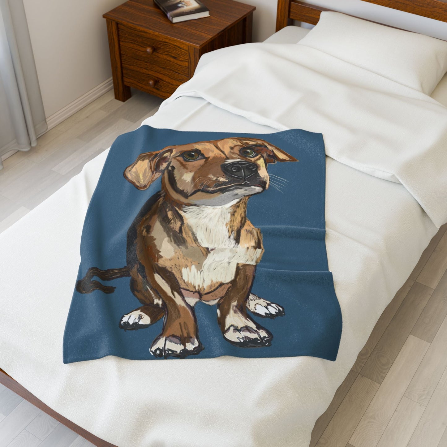 Adorable Dog - Inspired Velveteen Plush Blanket - Perfect for Pet Lovers - Blue Cava