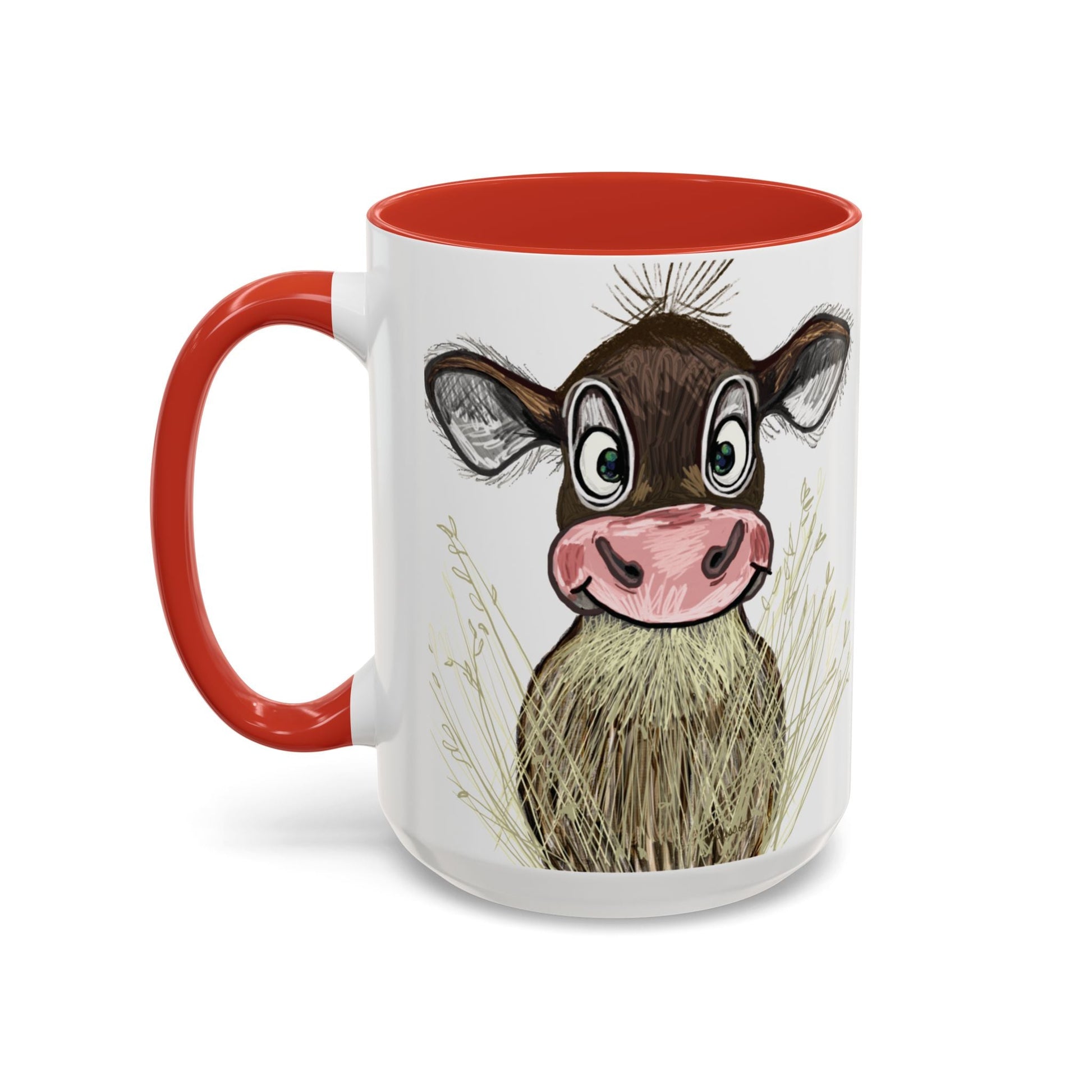 Adorable Farmhouse Cow Two Tone Ceramic Mug - 11 oz & 15 oz - Blue Cava