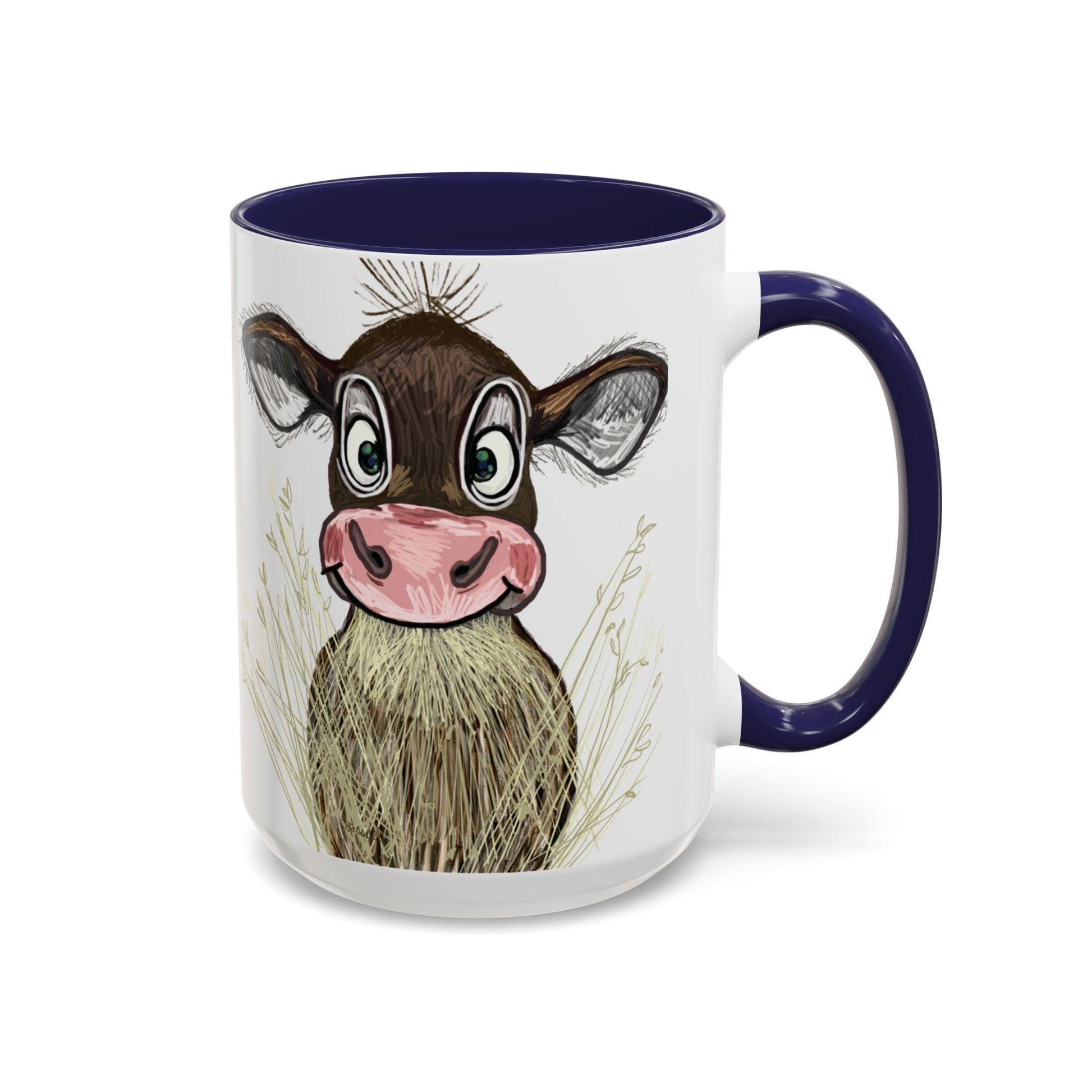 Adorable Farmhouse Cow Two Tone Ceramic Mug - 11 oz & 15 oz - Blue Cava
