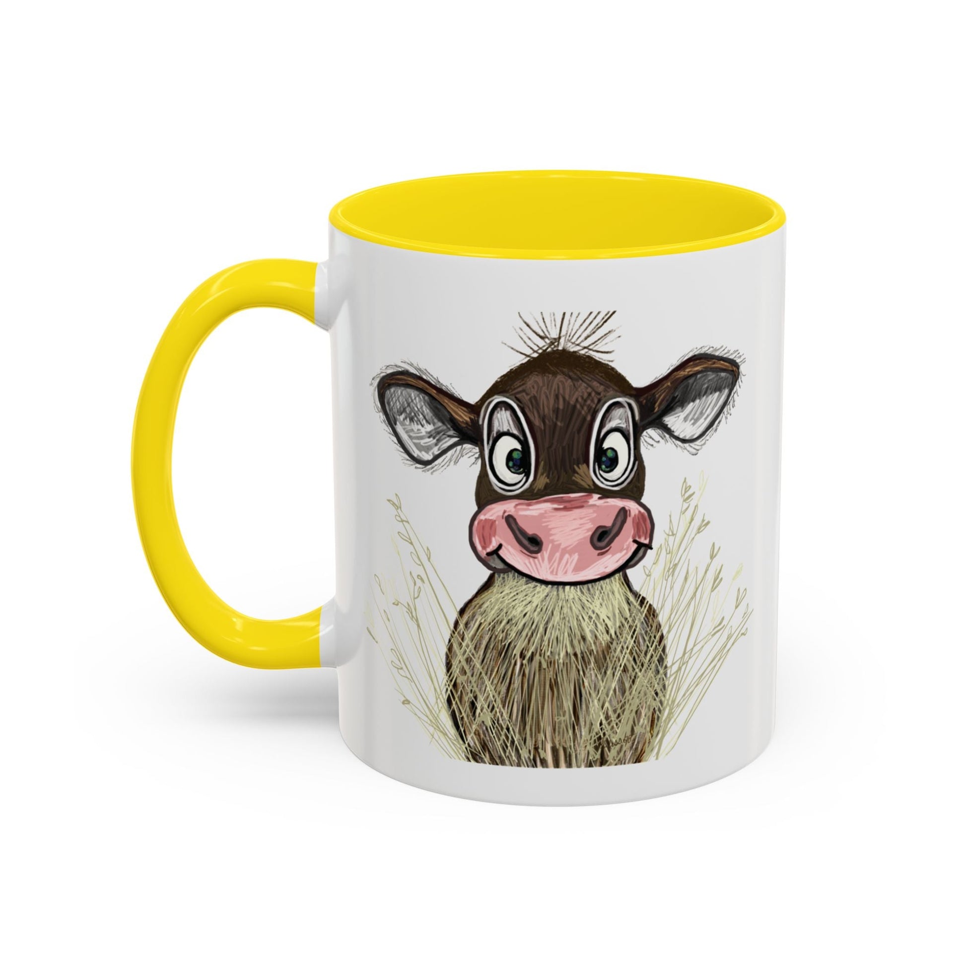 Adorable Farmhouse Cow Two Tone Ceramic Mug - 11 oz & 15 oz - Blue Cava