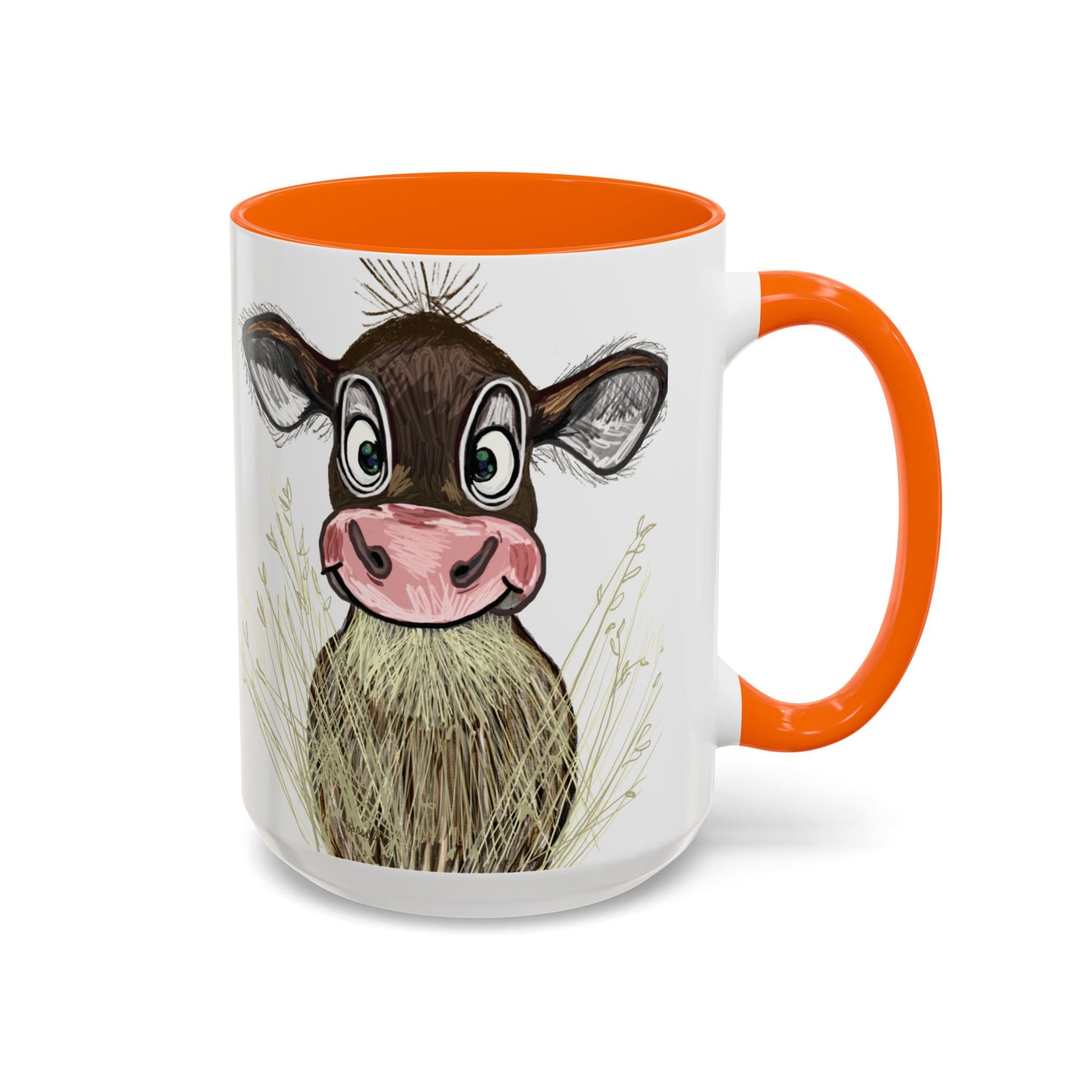 Adorable Farmhouse Cow Two Tone Ceramic Mug - 11 oz & 15 oz - Blue Cava