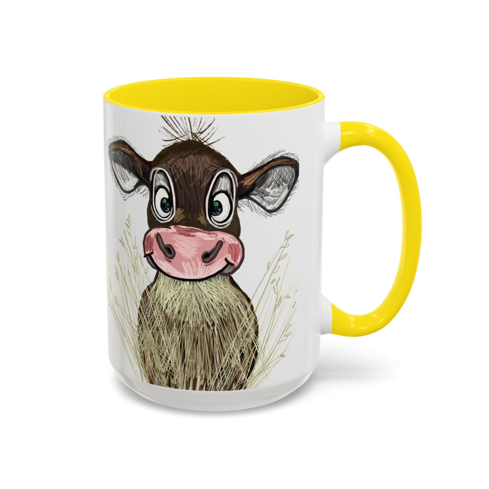 Adorable Farmhouse Cow Two Tone Ceramic Mug - 11 oz & 15 oz - Blue Cava