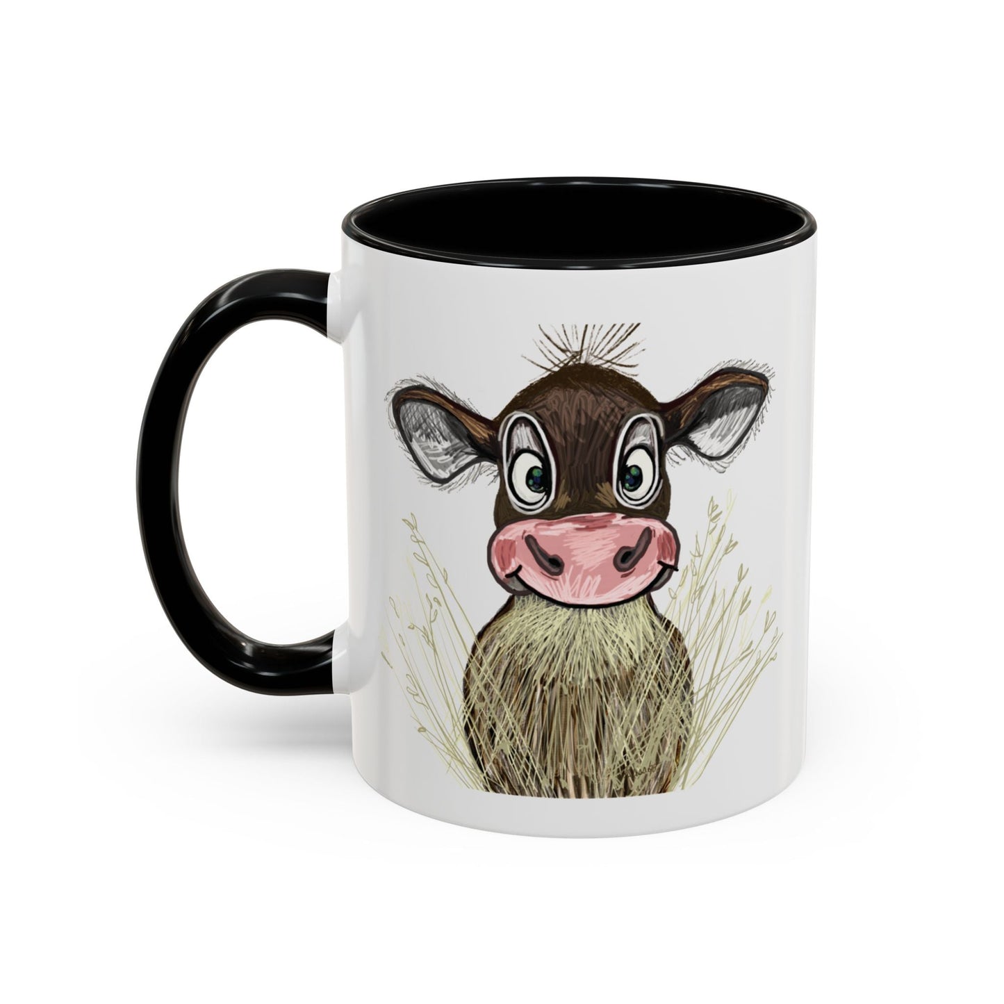 Adorable Farmhouse Cow Two Tone Ceramic Mug - 11 oz & 15 oz - Blue Cava