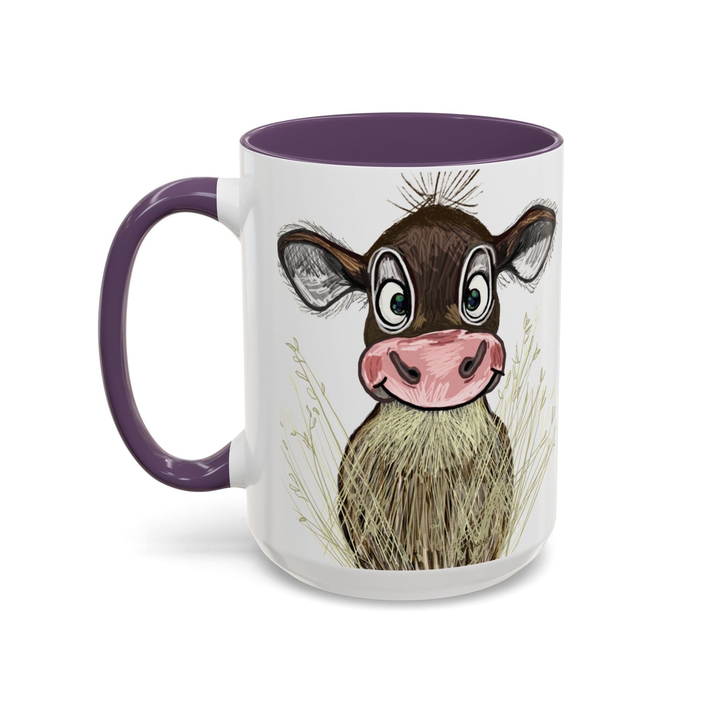 Adorable Farmhouse Cow Two Tone Ceramic Mug - 11 oz & 15 oz - Blue Cava