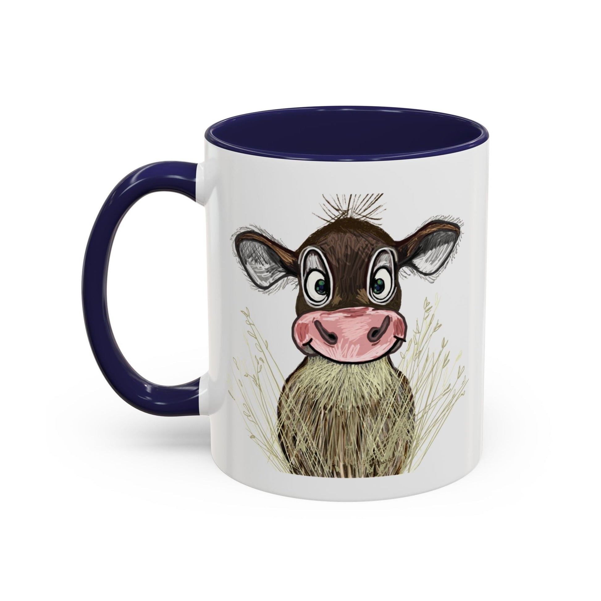 Adorable Farmhouse Cow Two Tone Ceramic Mug - 11 oz & 15 oz - Blue Cava