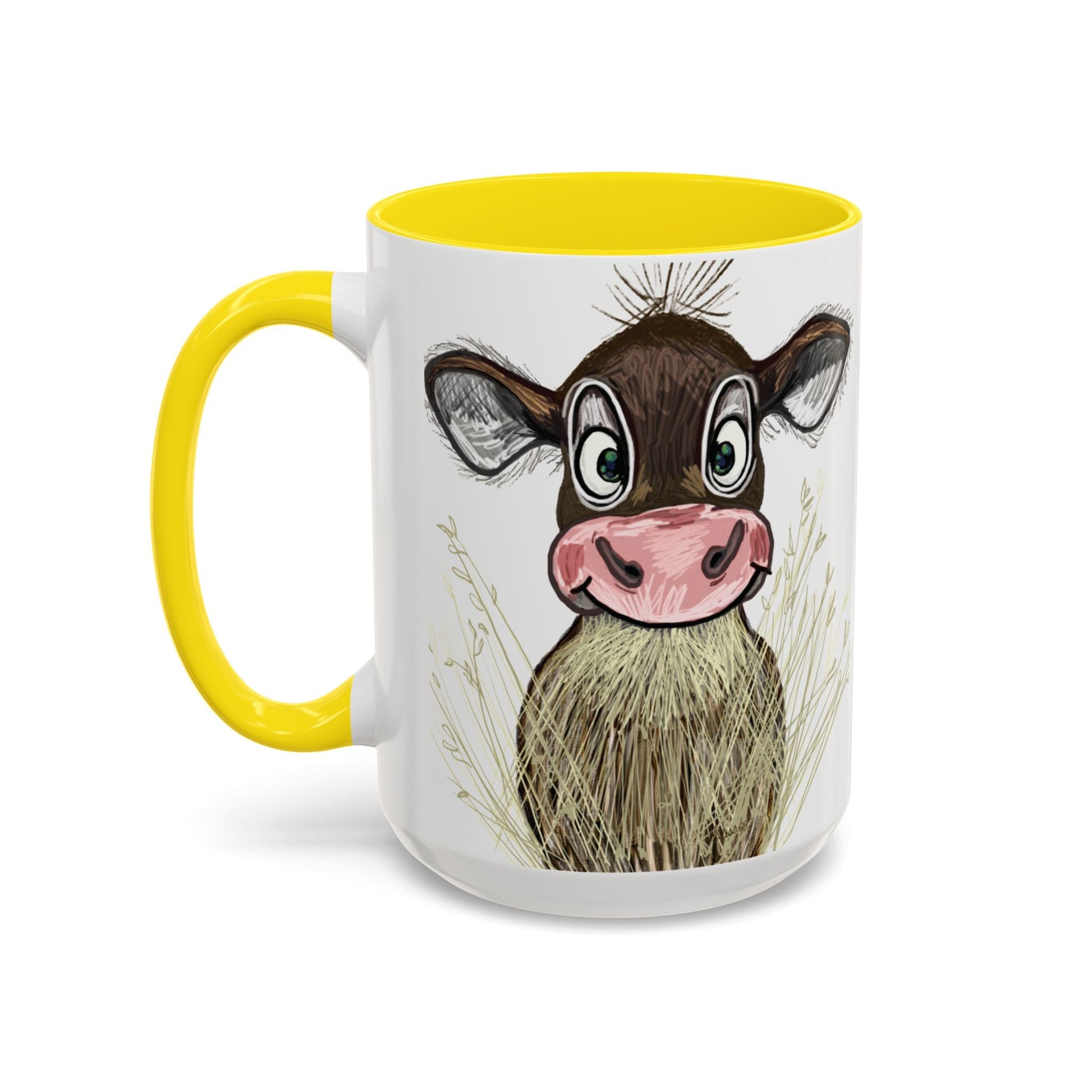 Adorable Farmhouse Cow Two Tone Ceramic Mug - 11 oz & 15 oz - Blue Cava