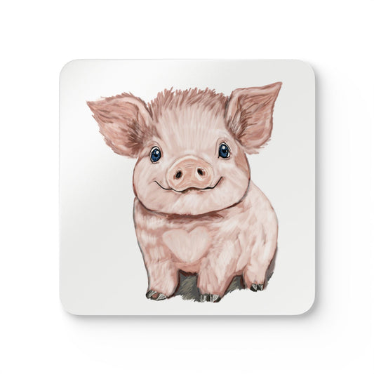 Adorable Pig Corkwood Coaster Set | Farmhouse Decor - Blue Cava