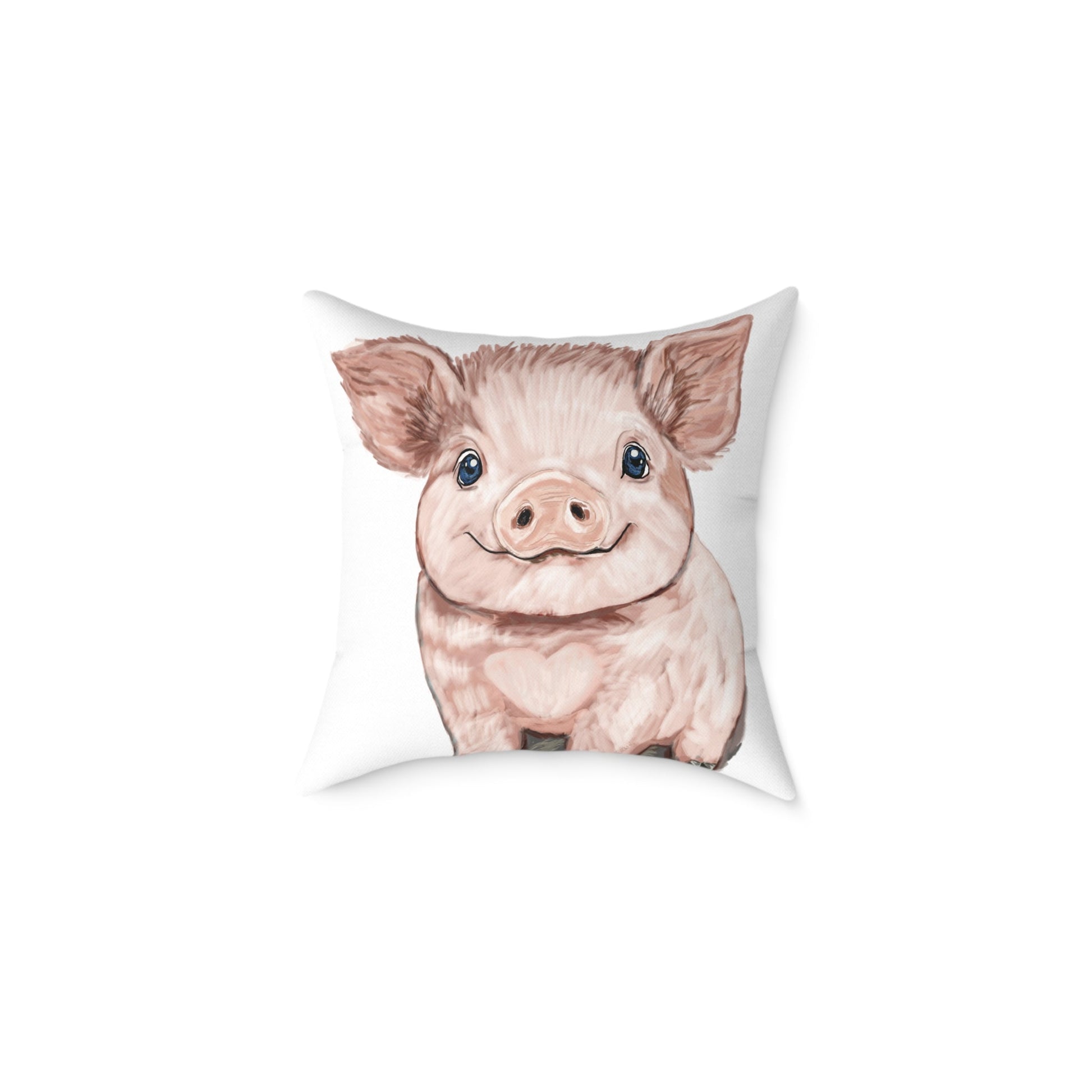 Adorable Piglet Square Pillow, Farmhouse Decor - 16”, 18”, 20” 24” & 26” - Blue Cava
