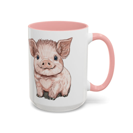 Adorable Piglet Two Tone Ceramic Mug - 11 oz & 15 oz - Blue Cava