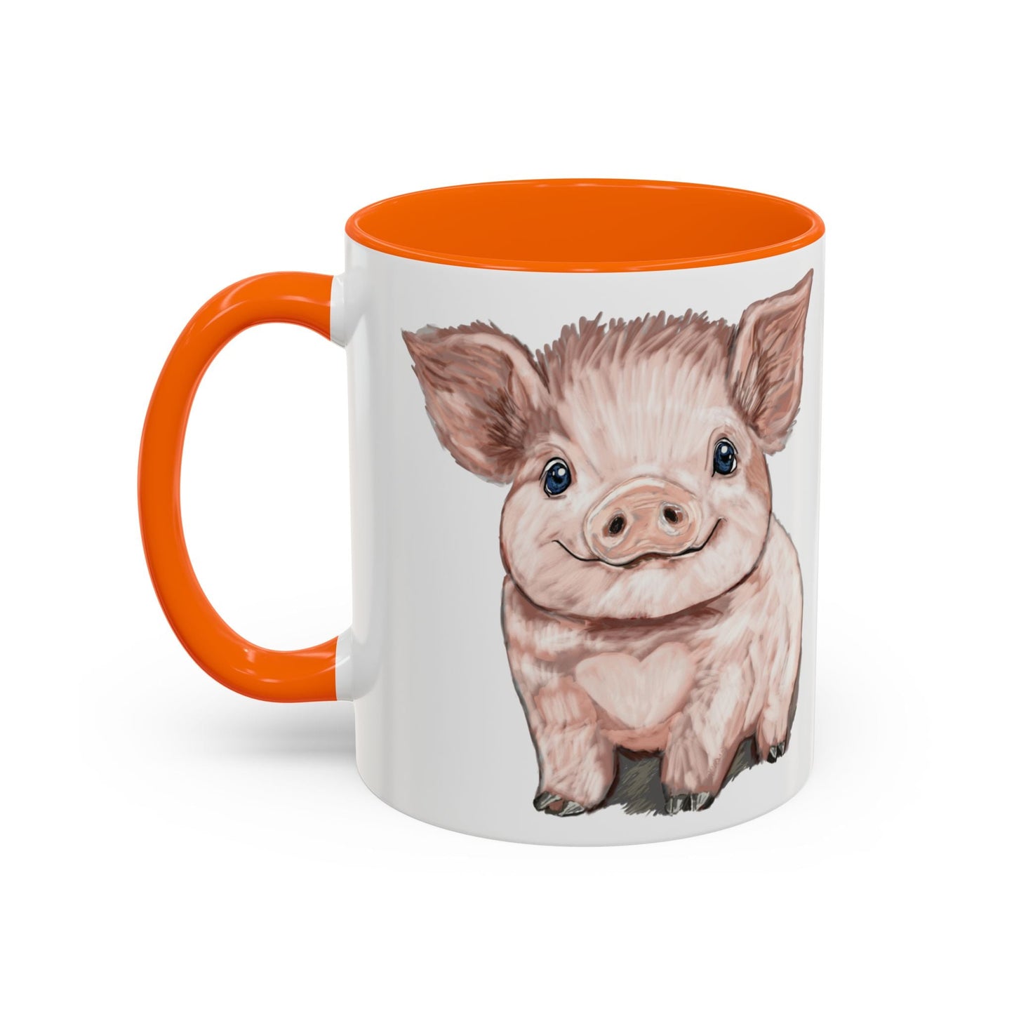 Adorable Piglet Two Tone Ceramic Mug - 11 oz & 15 oz - Blue Cava