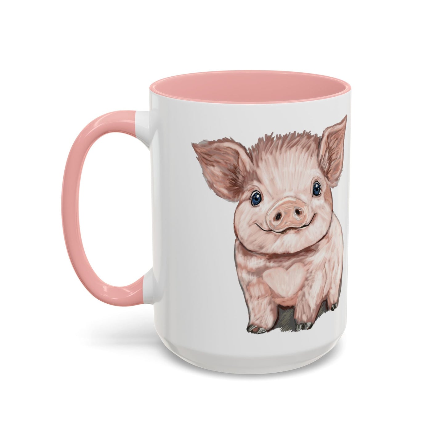 Adorable Piglet Two Tone Ceramic Mug - 11 oz & 15 oz - Blue Cava
