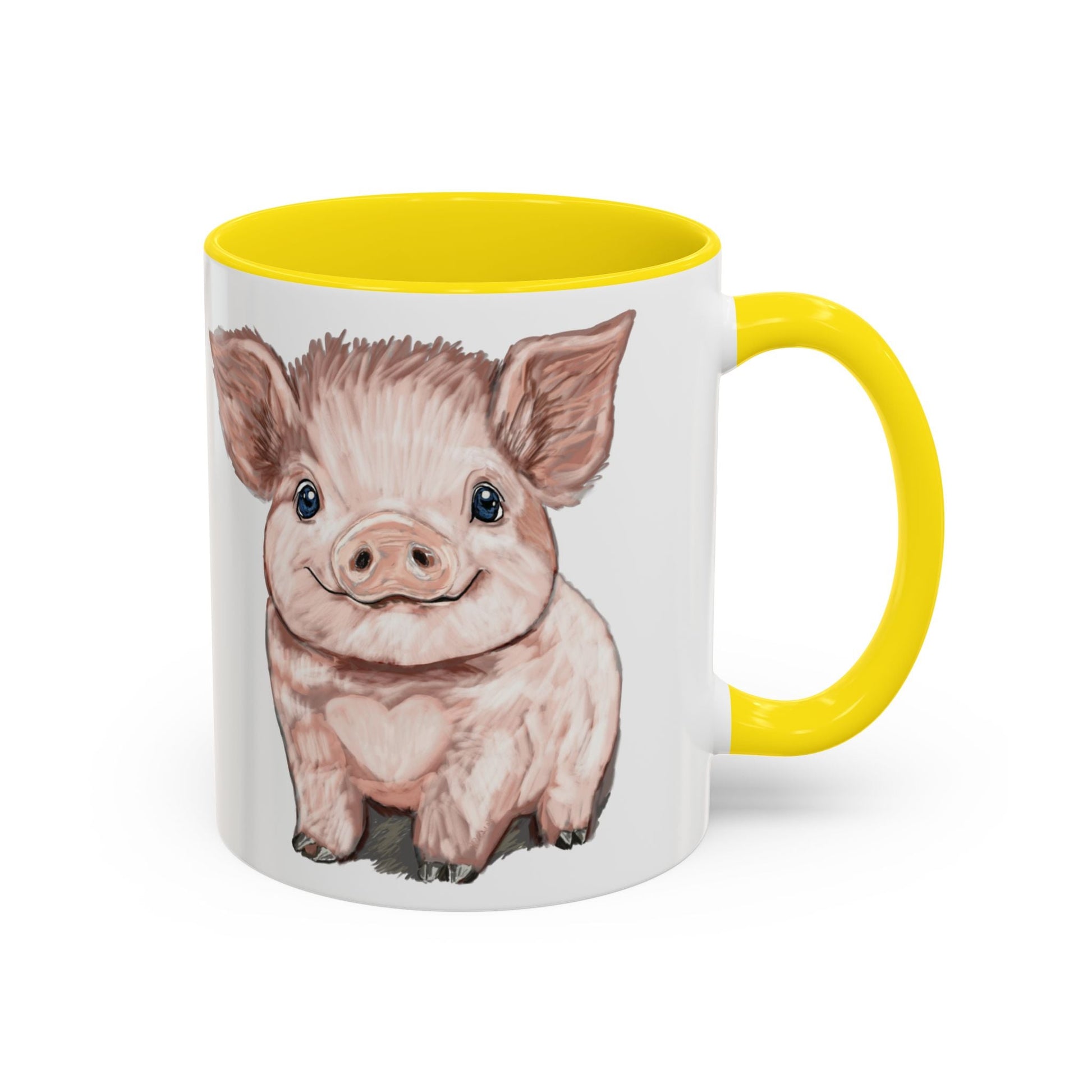 Adorable Piglet Two Tone Ceramic Mug - 11 oz & 15 oz - Blue Cava