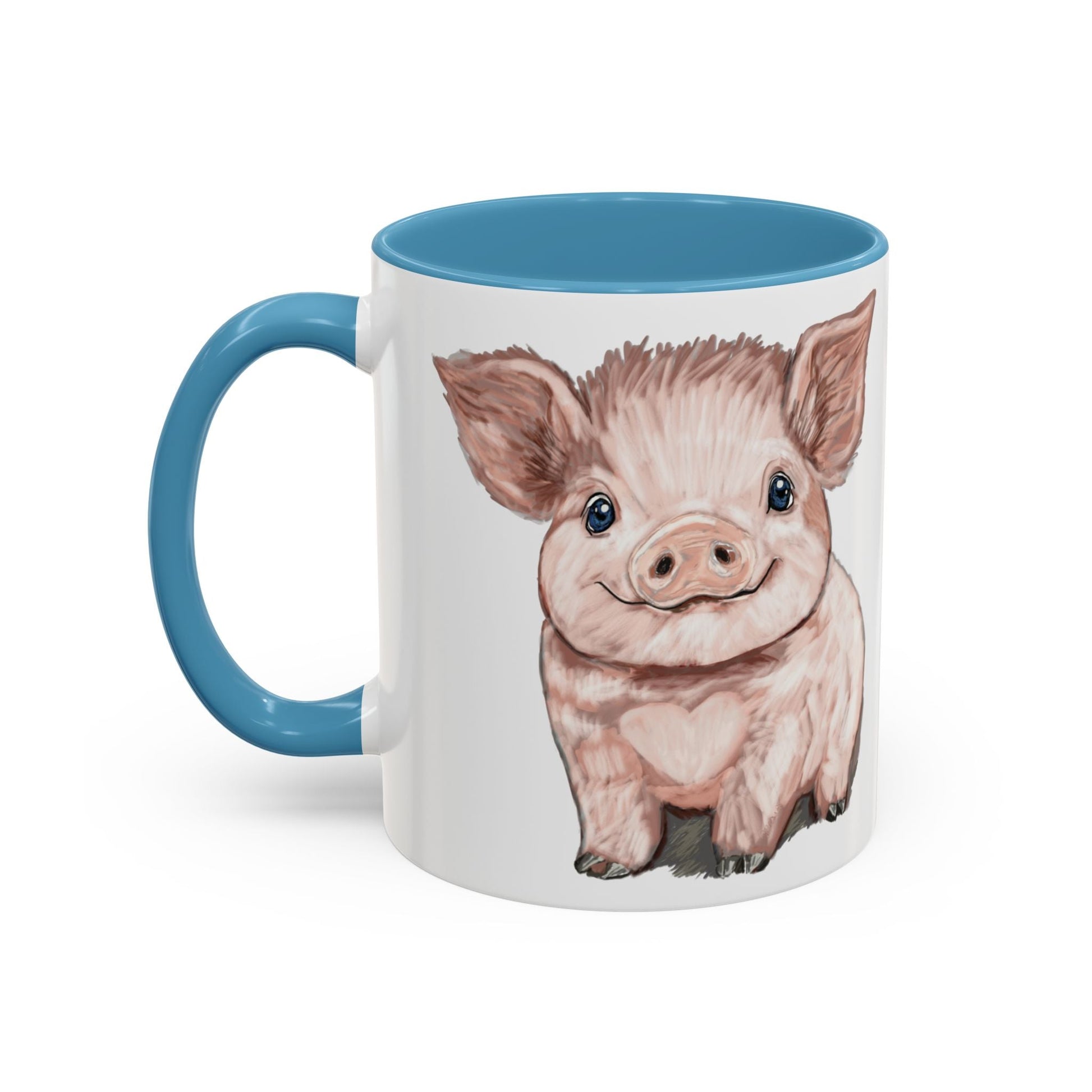 Adorable Piglet Two Tone Ceramic Mug - 11 oz & 15 oz - Blue Cava