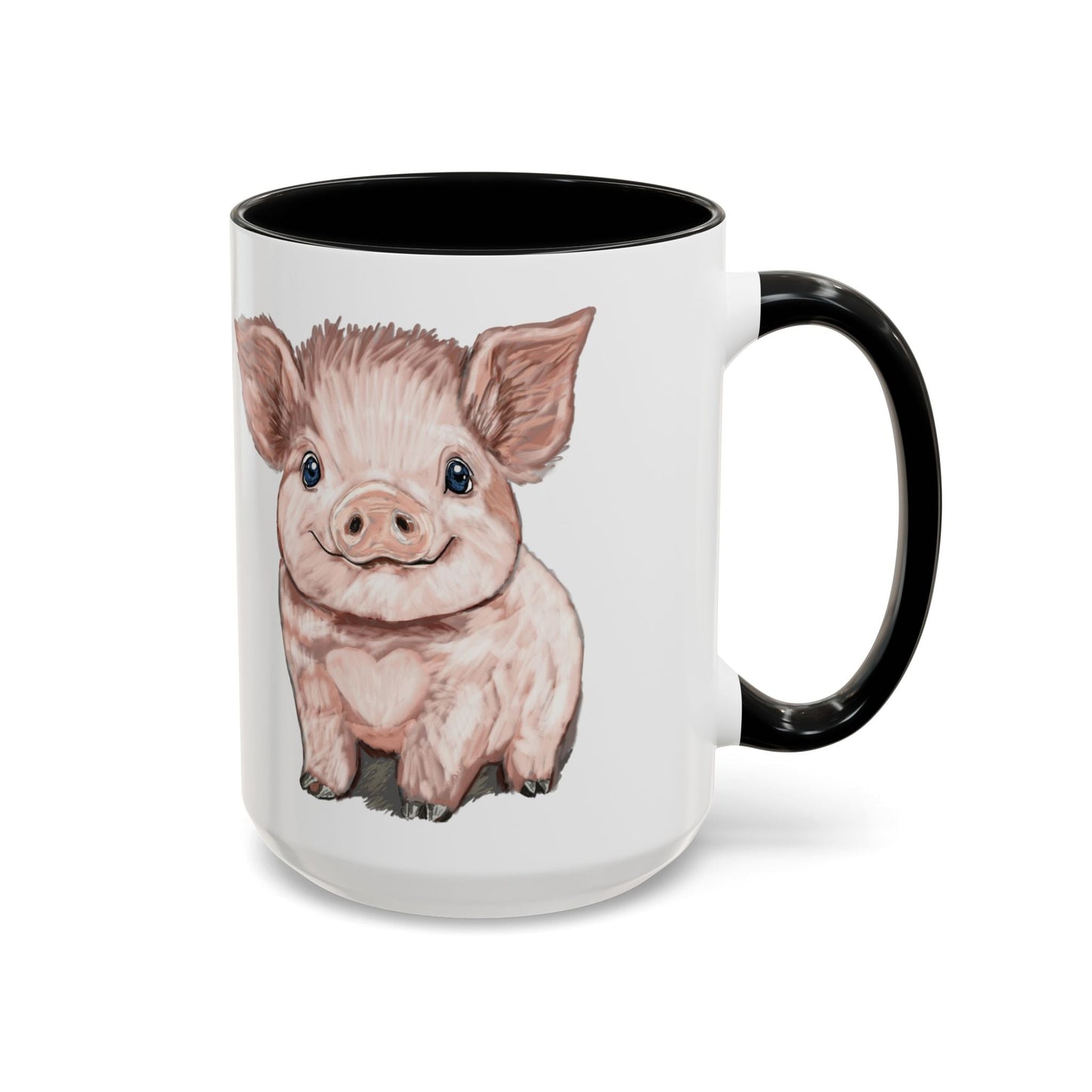 Adorable Piglet Two Tone Ceramic Mug - 11 oz & 15 oz - Blue Cava