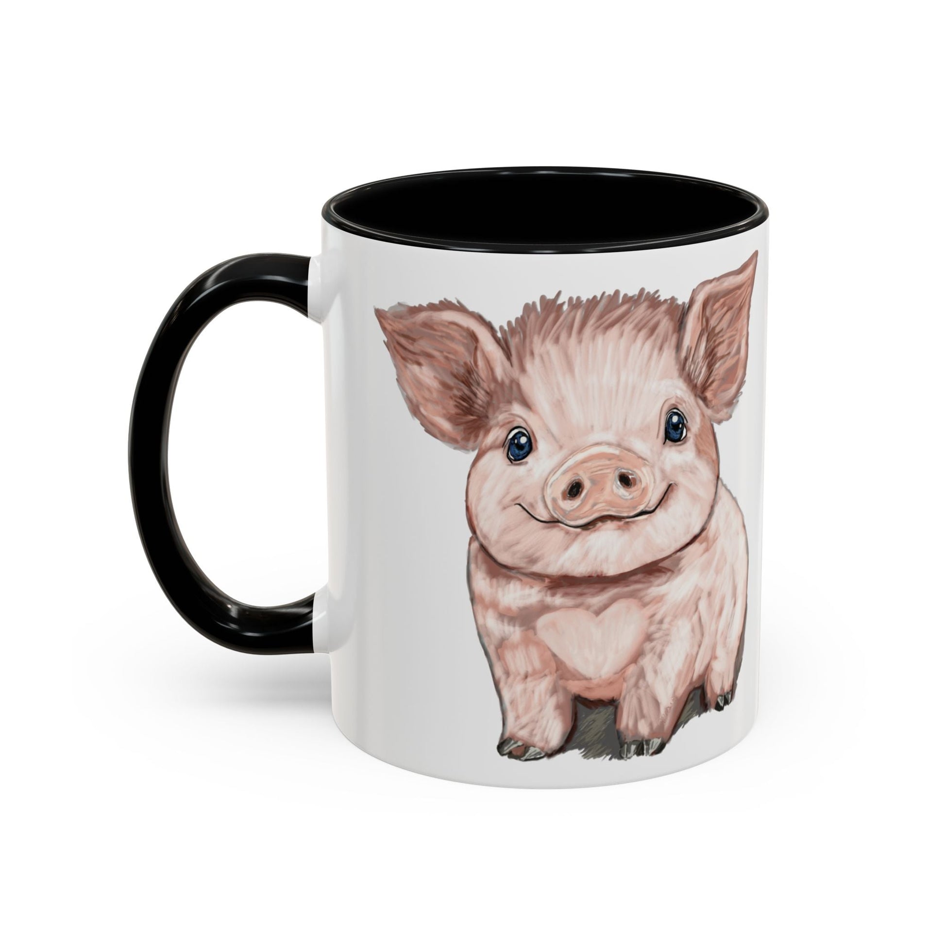 Adorable Piglet Two Tone Ceramic Mug - 11 oz & 15 oz - Blue Cava