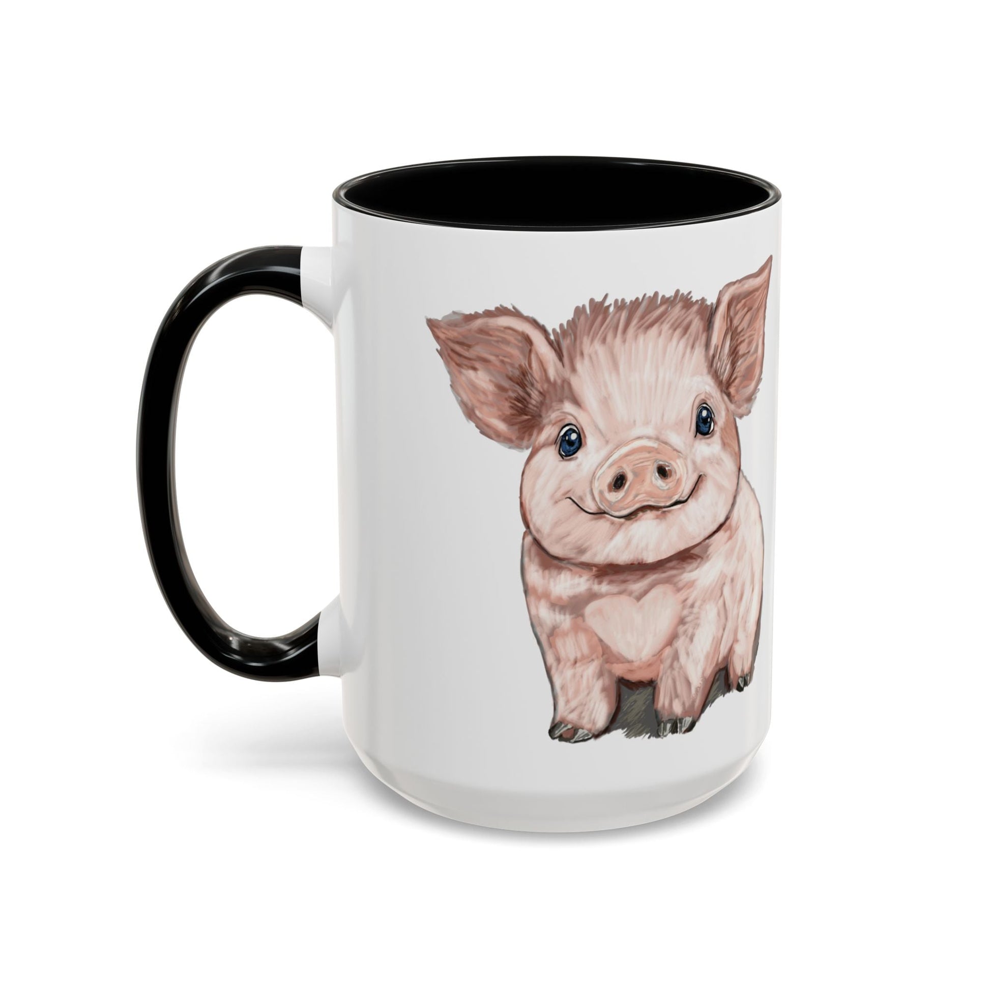 Adorable Piglet Two Tone Ceramic Mug - 11 oz & 15 oz - Blue Cava