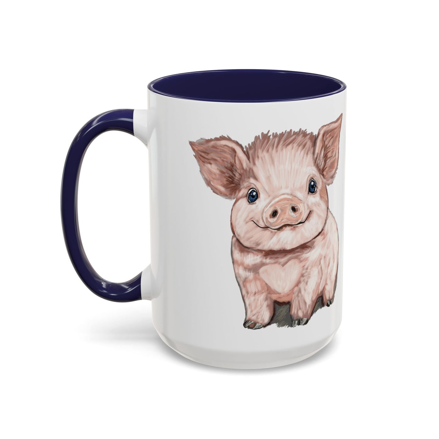 Adorable Piglet Two Tone Ceramic Mug - 11 oz & 15 oz - Blue Cava