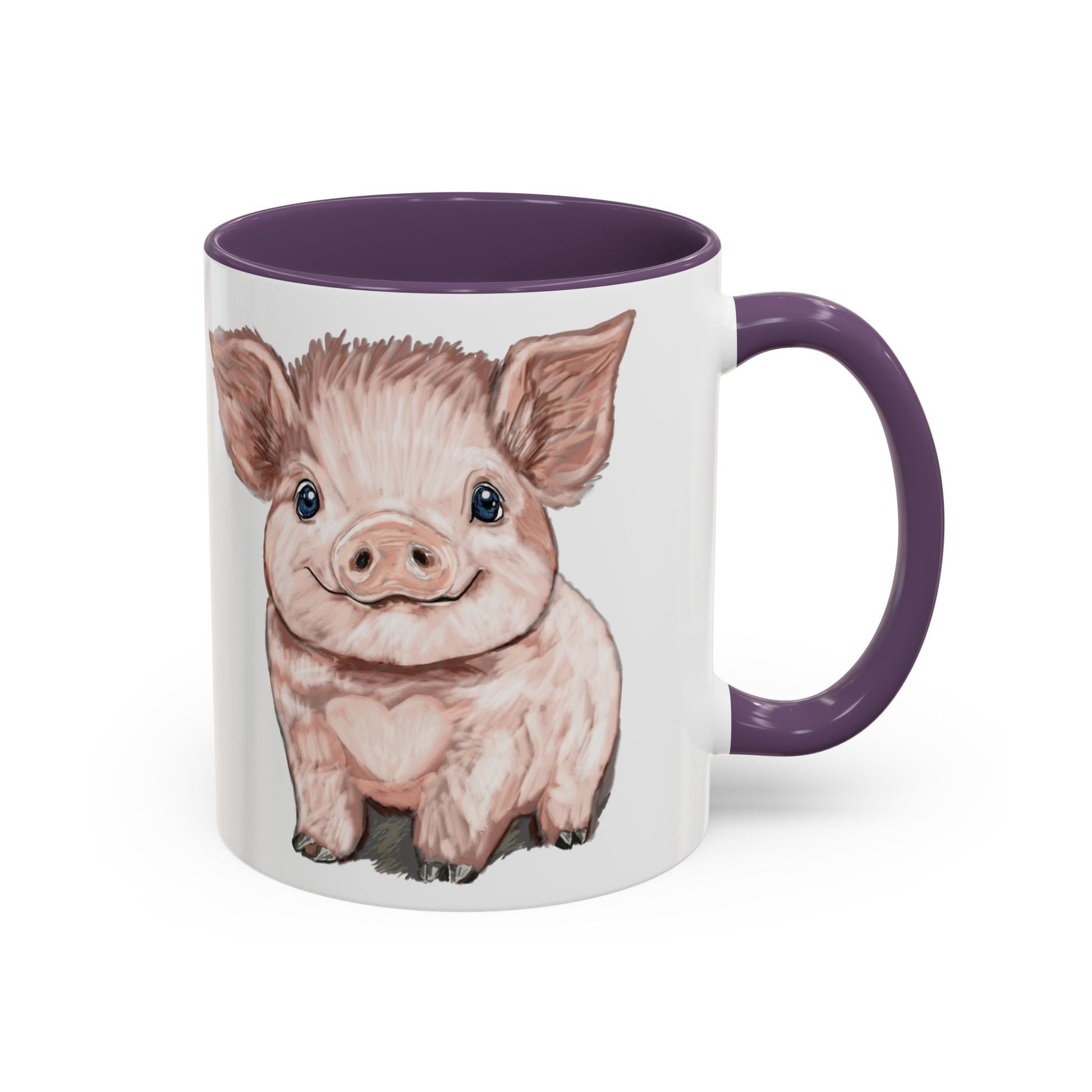 Adorable Piglet Two Tone Ceramic Mug - 11 oz & 15 oz - Blue Cava