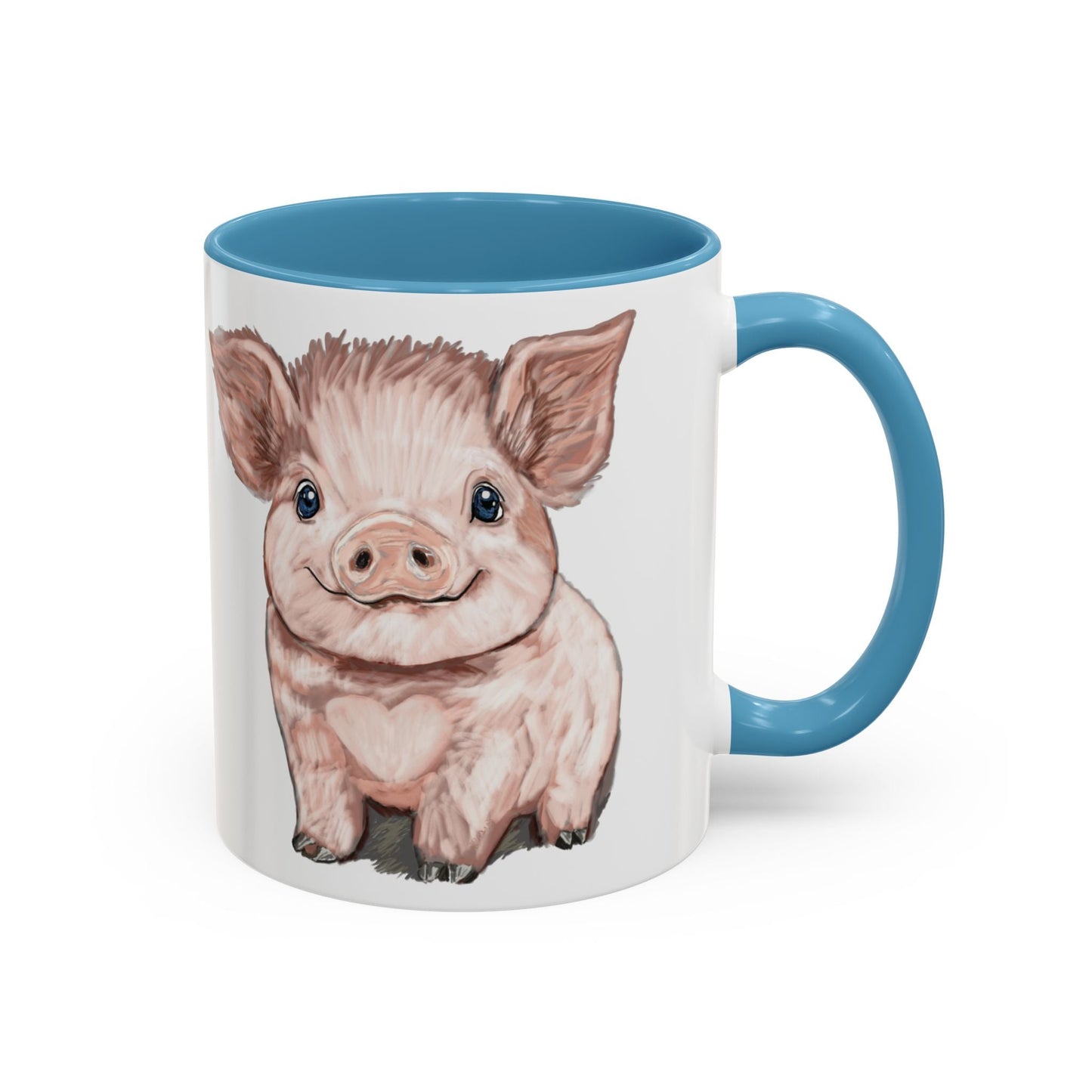 Adorable Piglet Two Tone Ceramic Mug - 11 oz & 15 oz - Blue Cava
