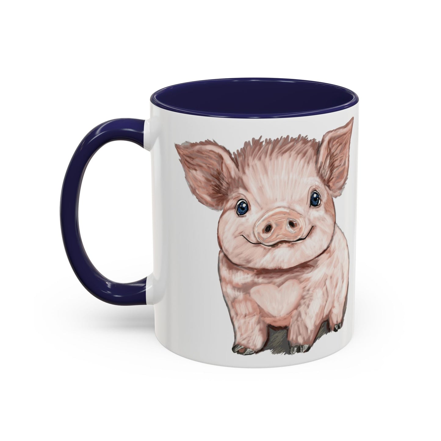 Adorable Piglet Two Tone Ceramic Mug - 11 oz & 15 oz - Blue Cava