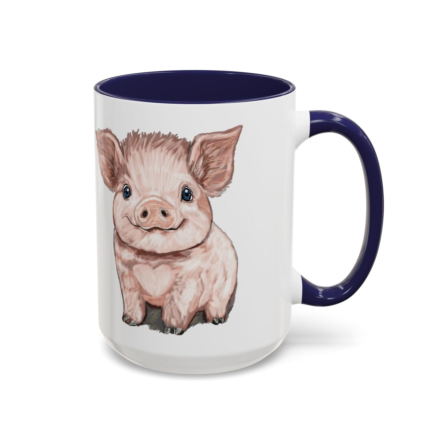 Adorable Piglet Two Tone Ceramic Mug - 11 oz & 15 oz - Blue Cava