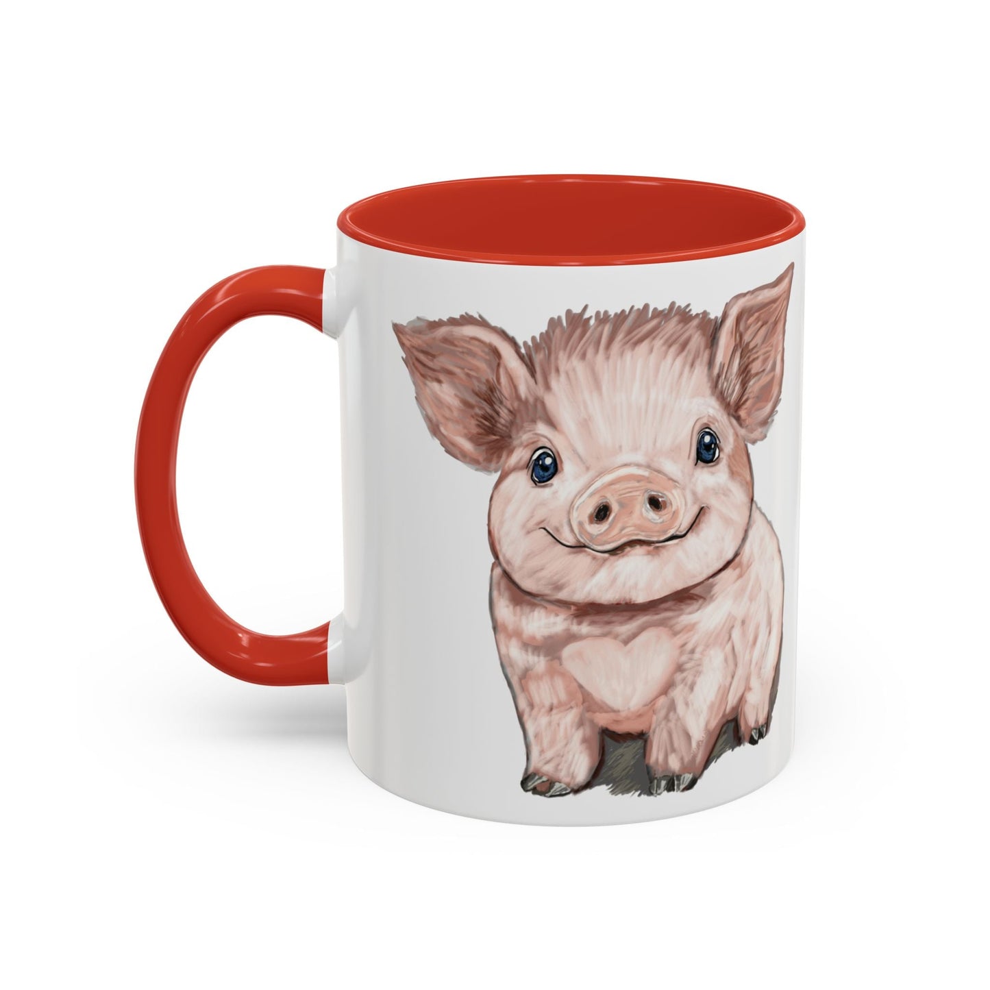 Adorable Piglet Two Tone Ceramic Mug - 11 oz & 15 oz - Blue Cava