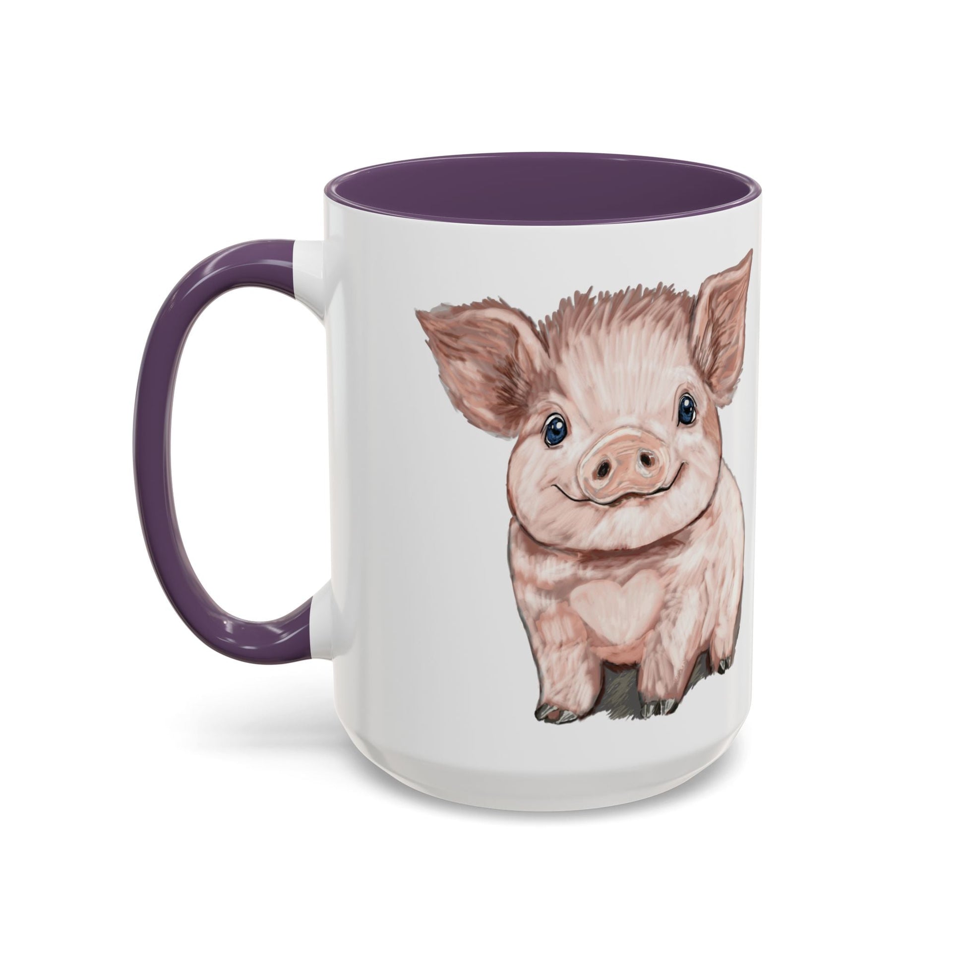 Adorable Piglet Two Tone Ceramic Mug - 11 oz & 15 oz - Blue Cava