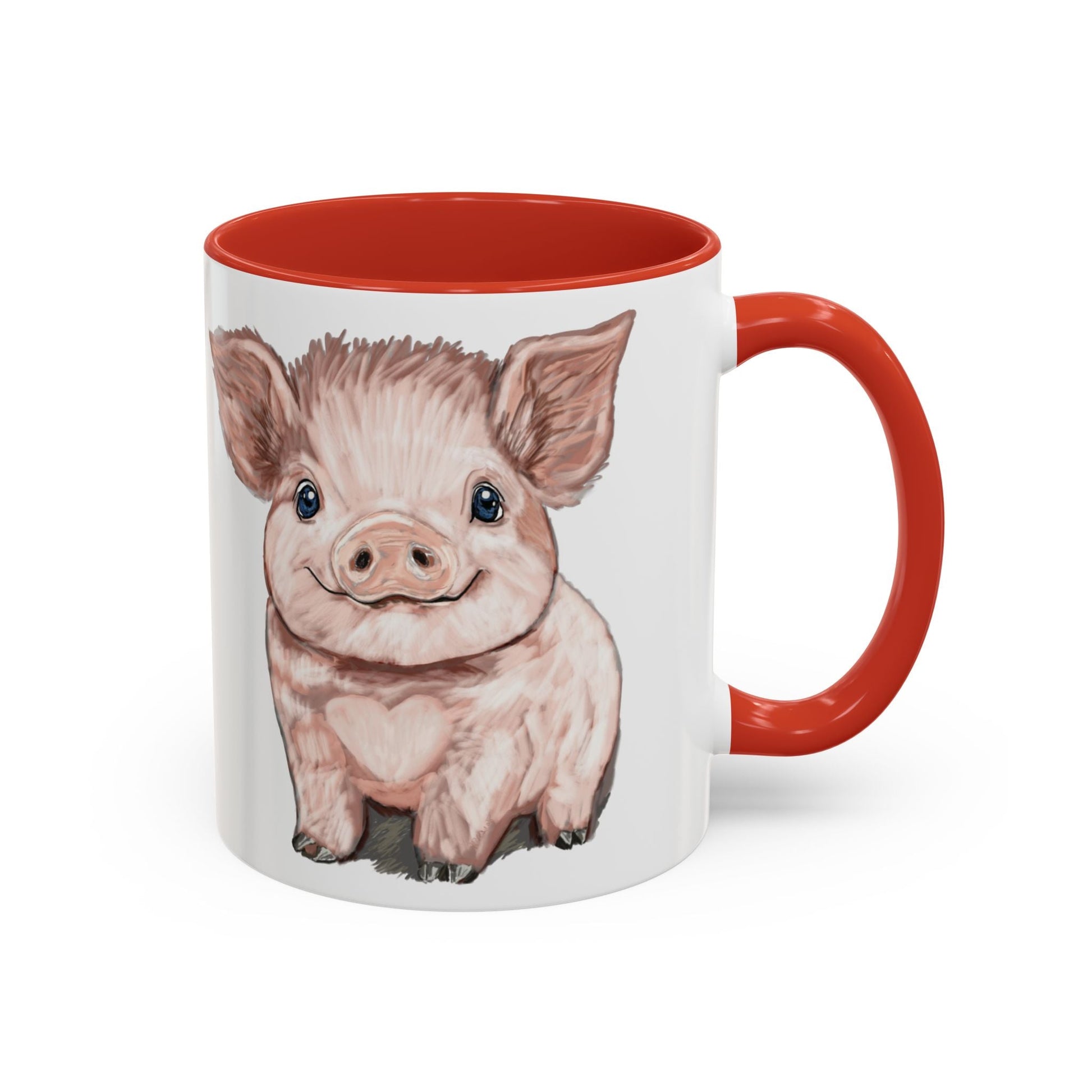 Adorable Piglet Two Tone Ceramic Mug - 11 oz & 15 oz - Blue Cava