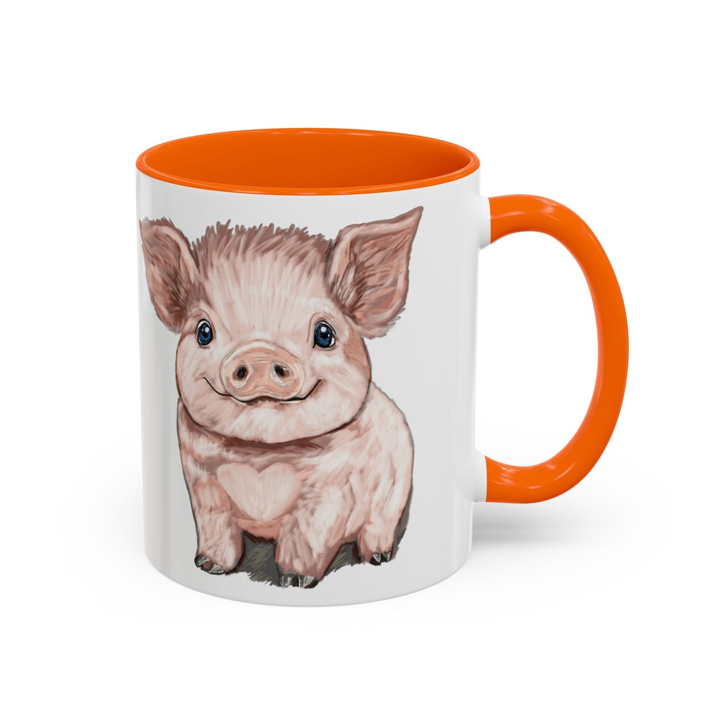 Adorable Piglet Two Tone Ceramic Mug - 11 oz & 15 oz - Blue Cava