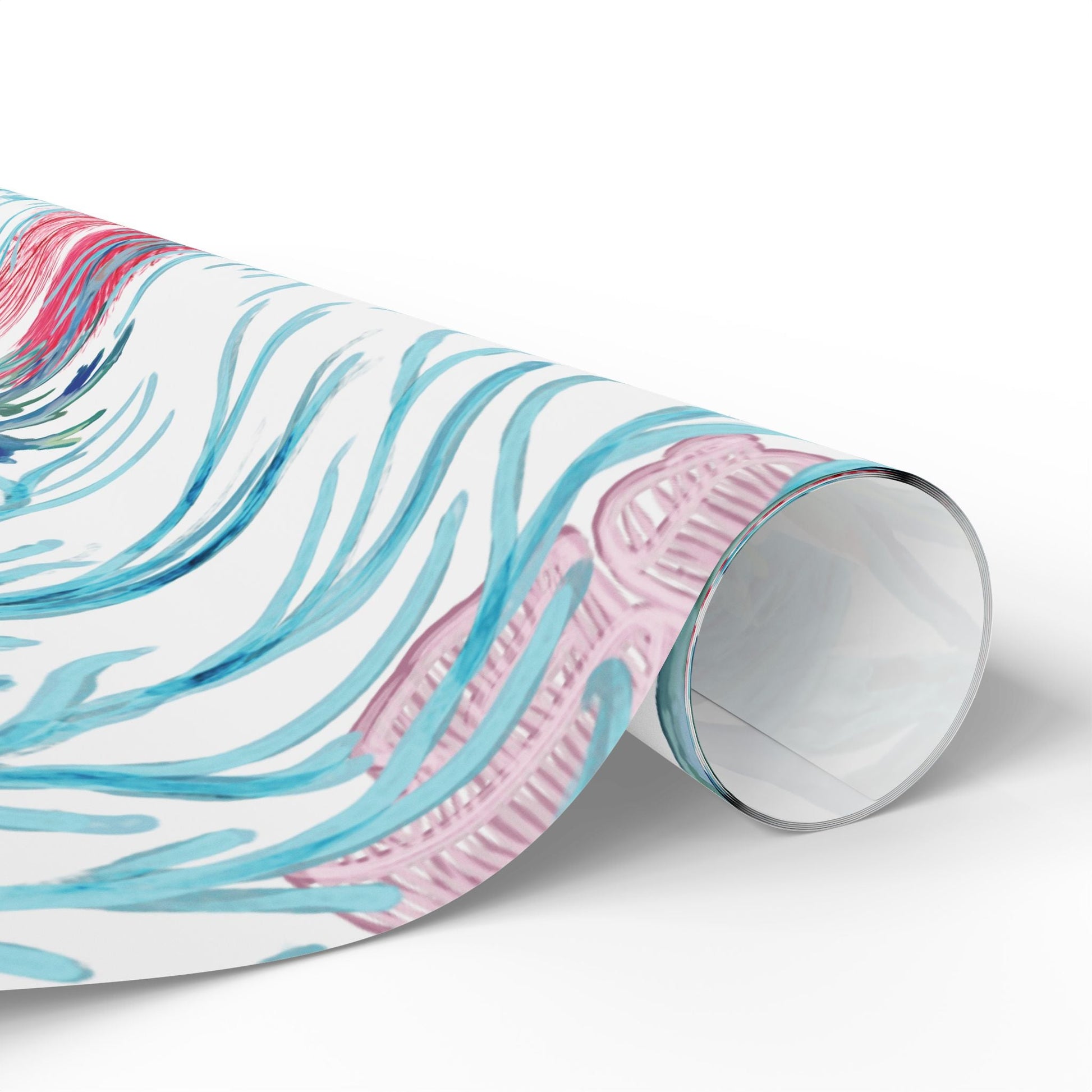 Aquatic Coral Wrapping Paper - Vibrant Coral Design for Gifting - Blue Cava
