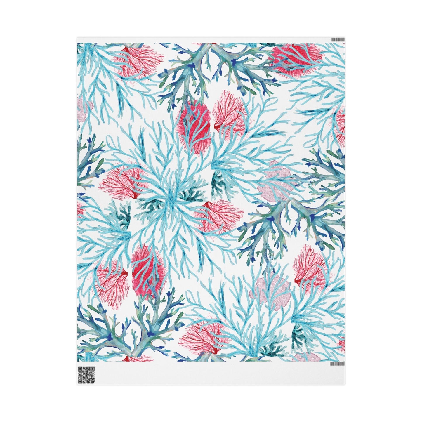 Aquatic Coral Wrapping Paper - Vibrant Coral Design for Gifting - Blue Cava