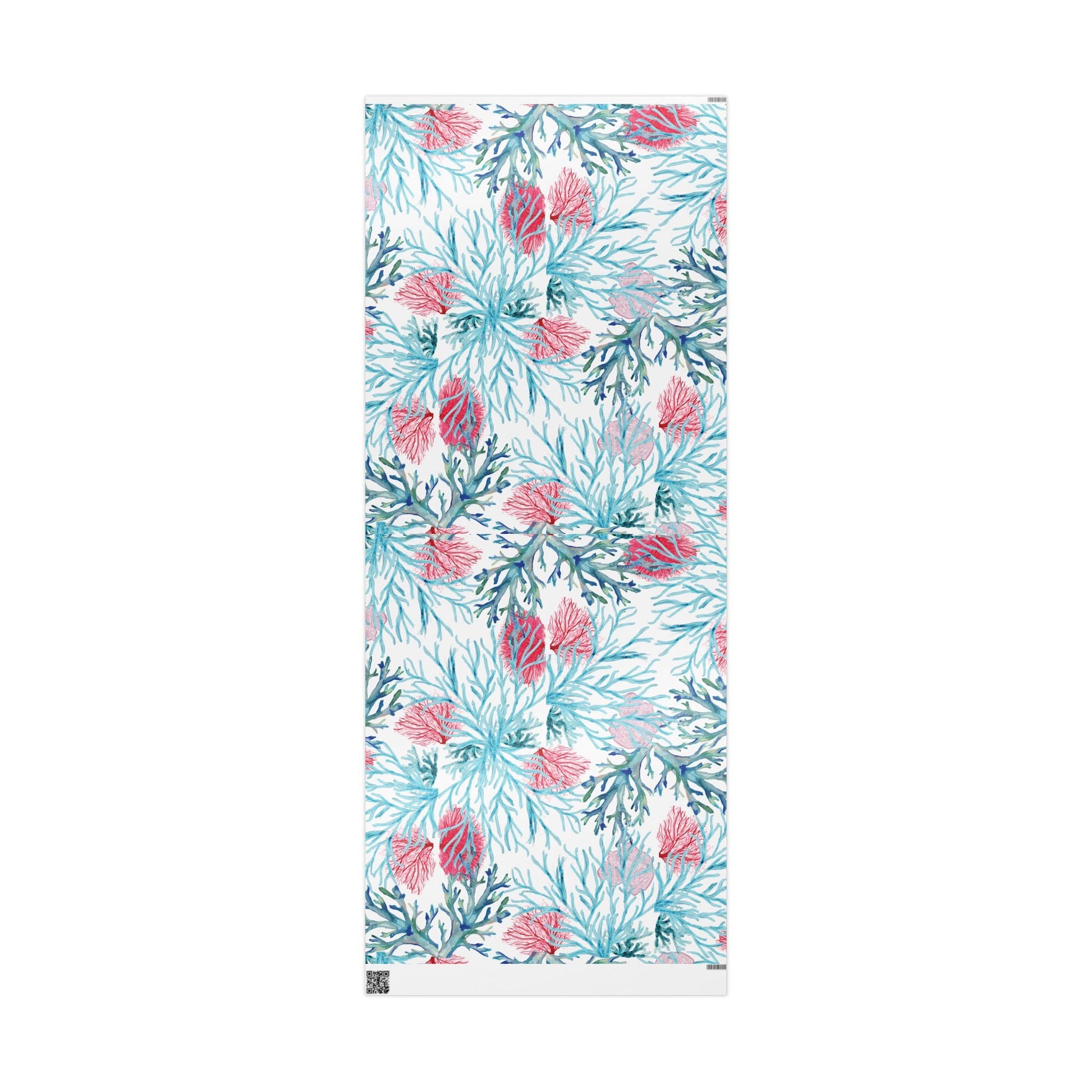 Aquatic Coral Wrapping Paper - Vibrant Coral Design for Gifting - Blue Cava