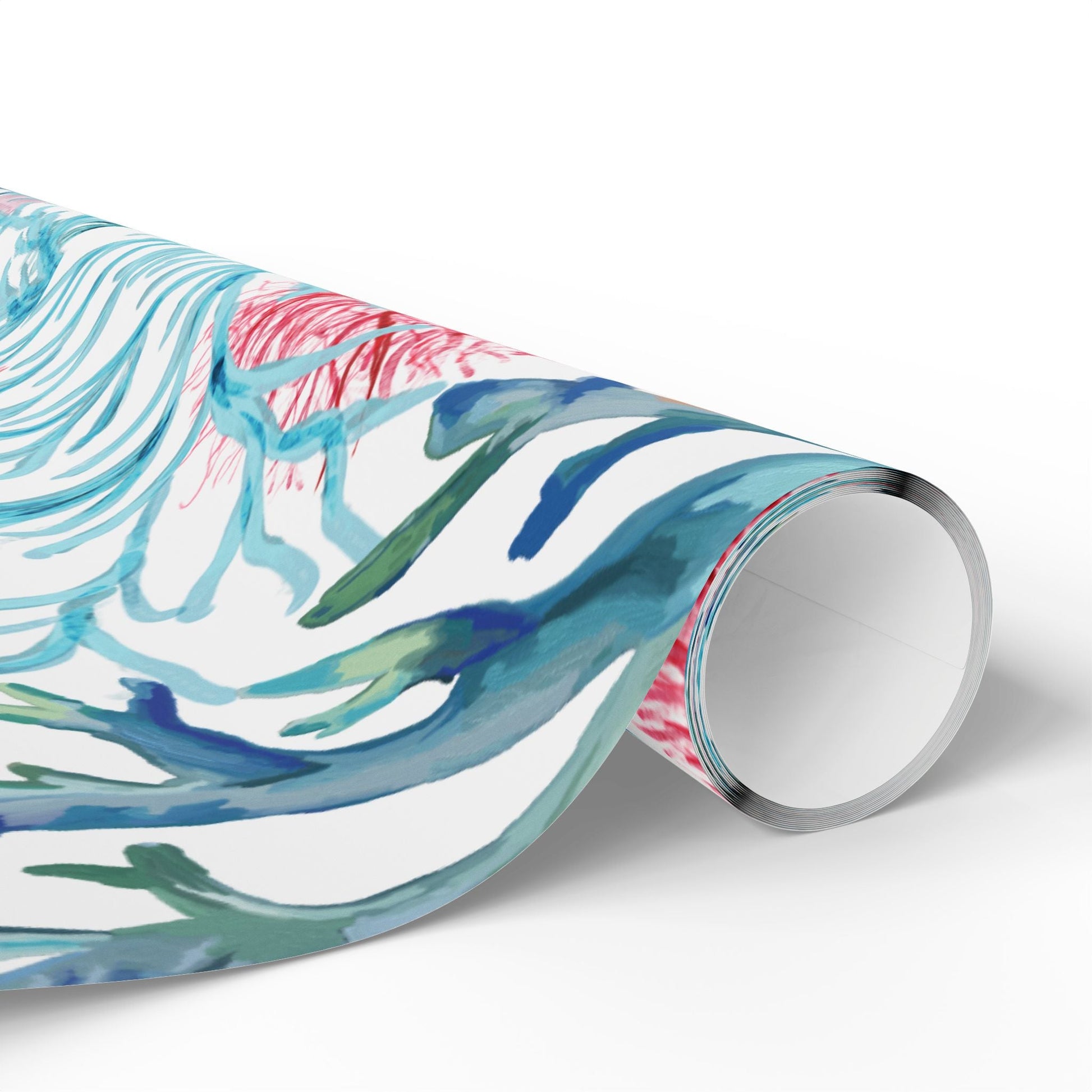 Aquatic Coral Wrapping Paper - Vibrant Coral Design for Gifting - Blue Cava