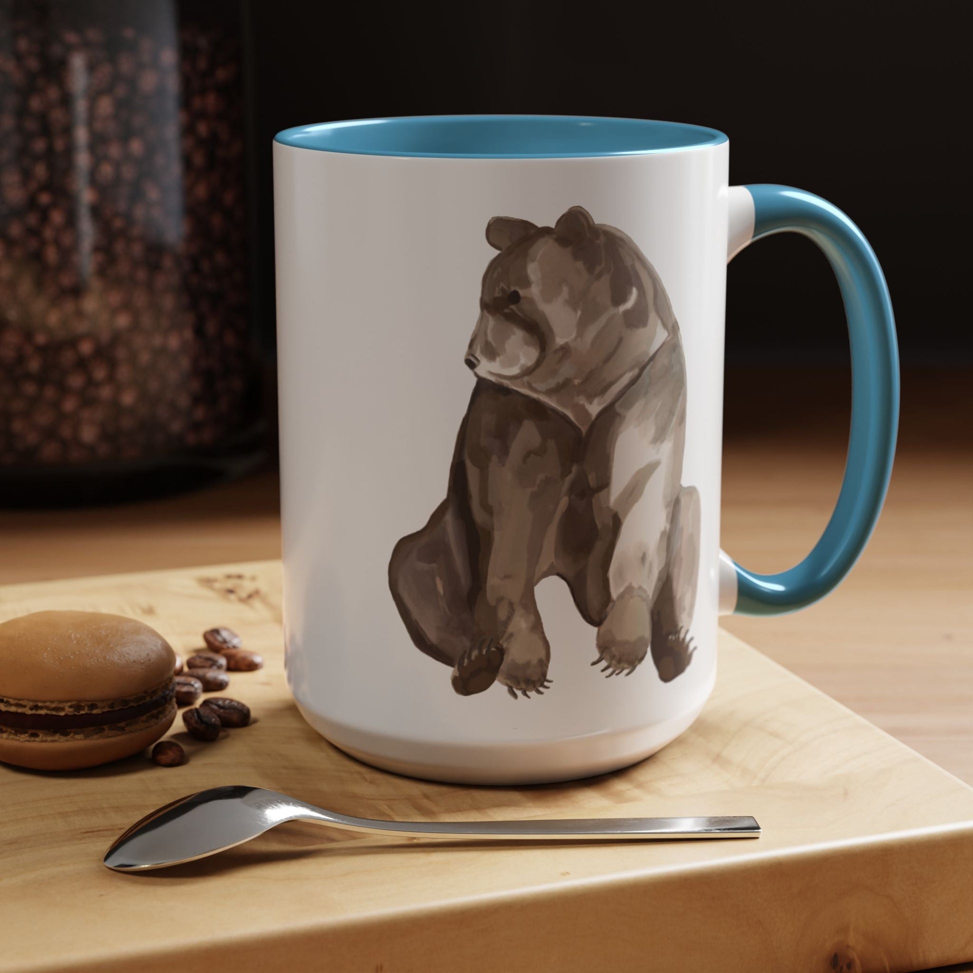Artistic Bear Two Tone Ceramic Mug - 11oz & 15oz - Blue Cava