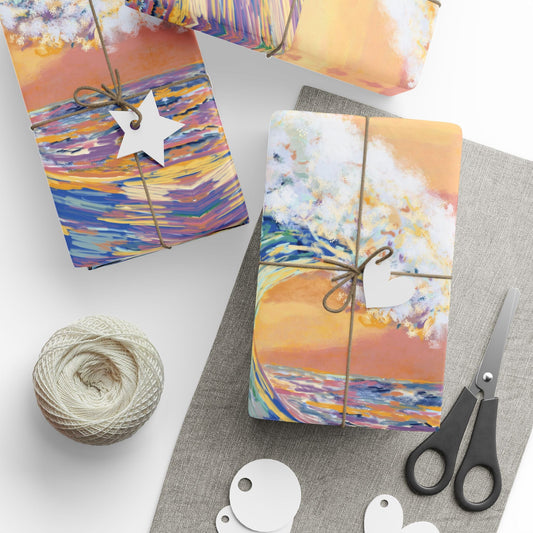 Artistic Ocean Wave Wrapping Paper - Eco - Friendly - Blue Cava