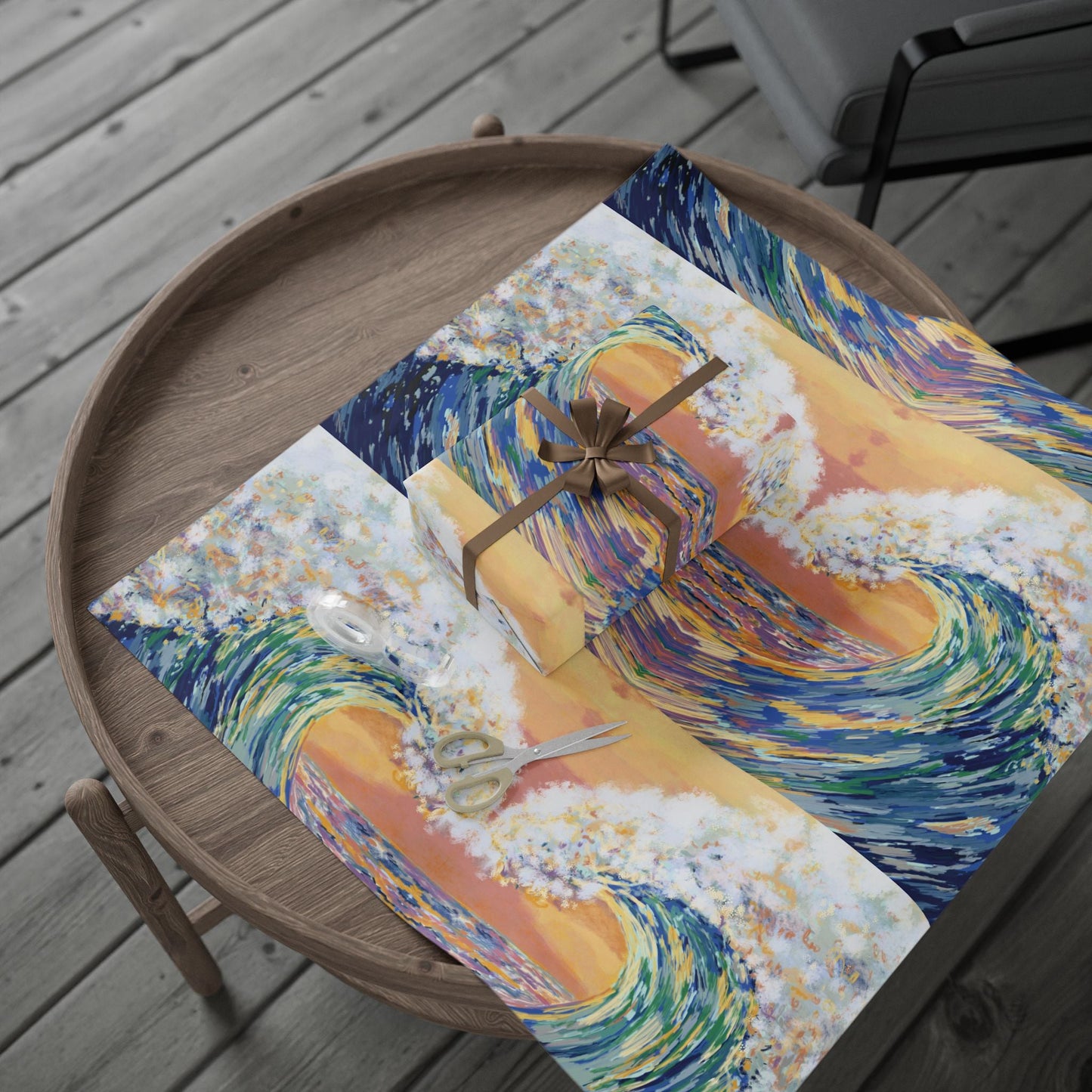 Artistic Ocean Wave Wrapping Paper - Eco - Friendly - Blue Cava